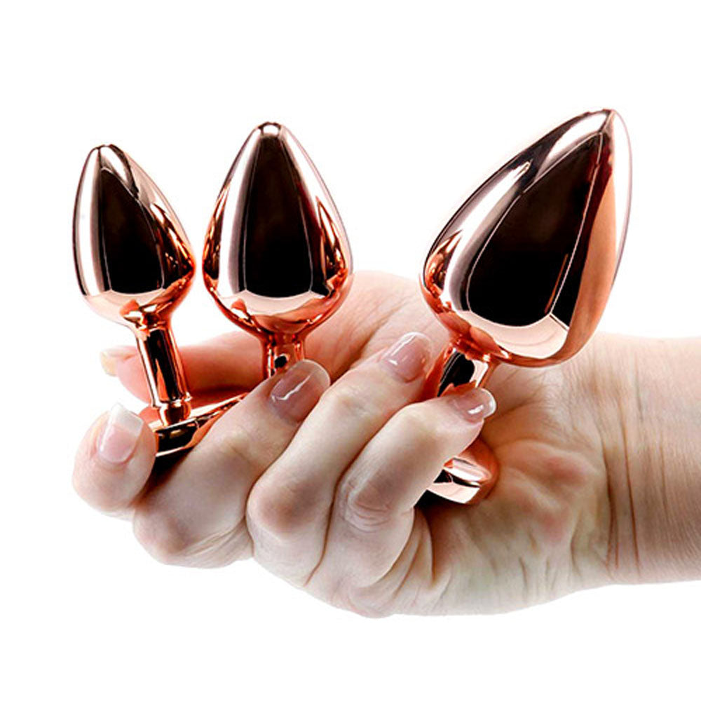 Adam & Eve Heart Gem Anal Training Set (Rose Gold Pink) – Metal Anal Plug Set of 3 Sizes > Anal Range > Jewel Butt Plugs - Tophatter Daily Deals