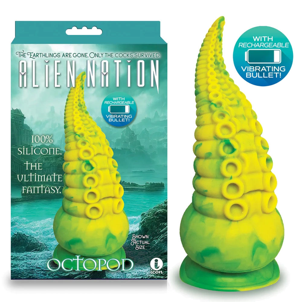 Alien Nation Octopod (Yellow/Green) – USB Rechargeable 22.9 cm Vibrator > Dildos > Fantasy - Tophatter Daily Deals