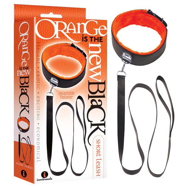 The 9's Orange Is the New Black Short Leash (Black) – Leather Leash > Bondage Gear > Collars & Leashes - Tophatter Daily Deals