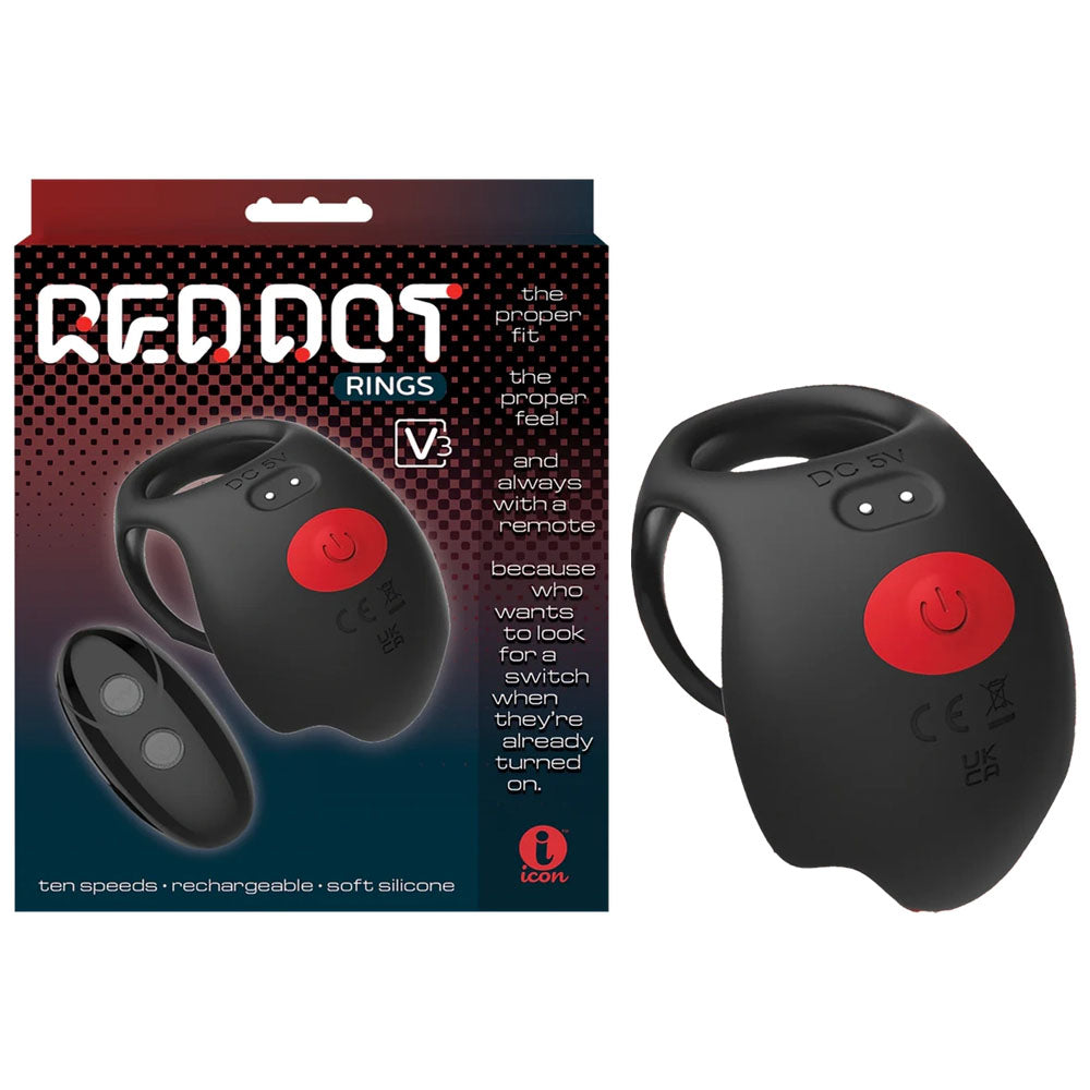 Red Dot V3 (Black/Red) – Remote-Controlled Vibrating Cock Ring > Sex Toys > Remote Control Toys - Tophatter Daily Deals