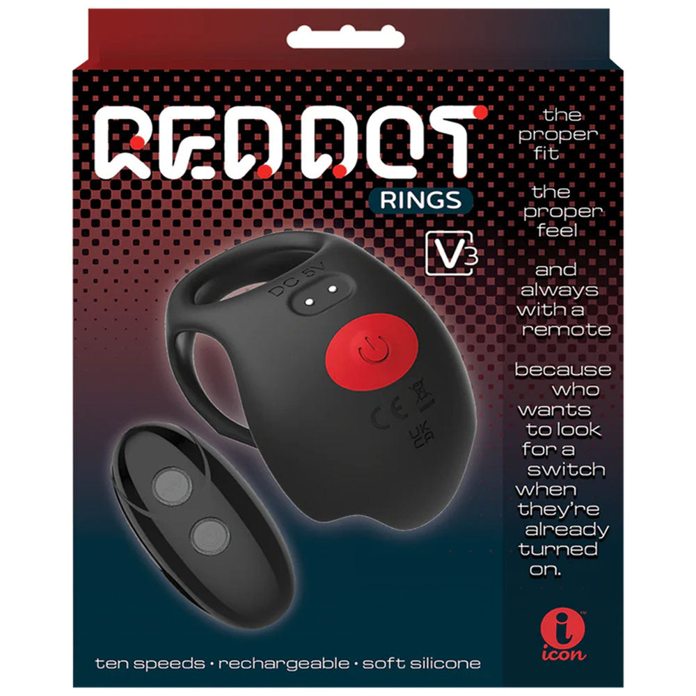 Red Dot V3 (Black/Red) – Remote-Controlled Vibrating Cock Ring > Sex Toys > Remote Control Toys - Tophatter Daily Deals
