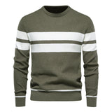 Soft Classic Men's Striped Sweater - Crew Neck, Knit Casual Green - Tophatter Daily Deals