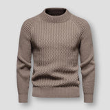 Warm Men's Waffle Knit Sweater - Crewneck, Wool, Winter Coffee - Tophatter Daily Deals