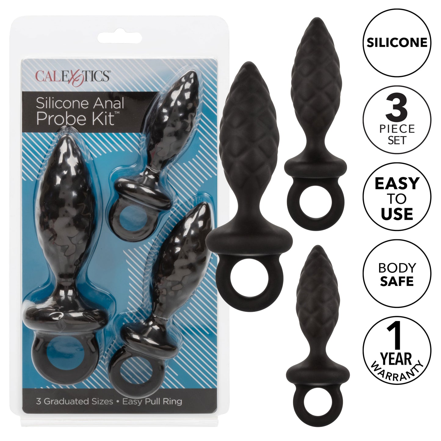 Silicone Anal Probe Kit – 3 Piece Graduated Anal Plug Set > Anal Range > Butt Plug Kits - Tophatter Daily Deals