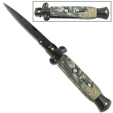 10" Grande Italian Milano Stiletto Blk Camo Handle Classic Automatic Knife Knife-Auto - Tophatter Daily Deals
