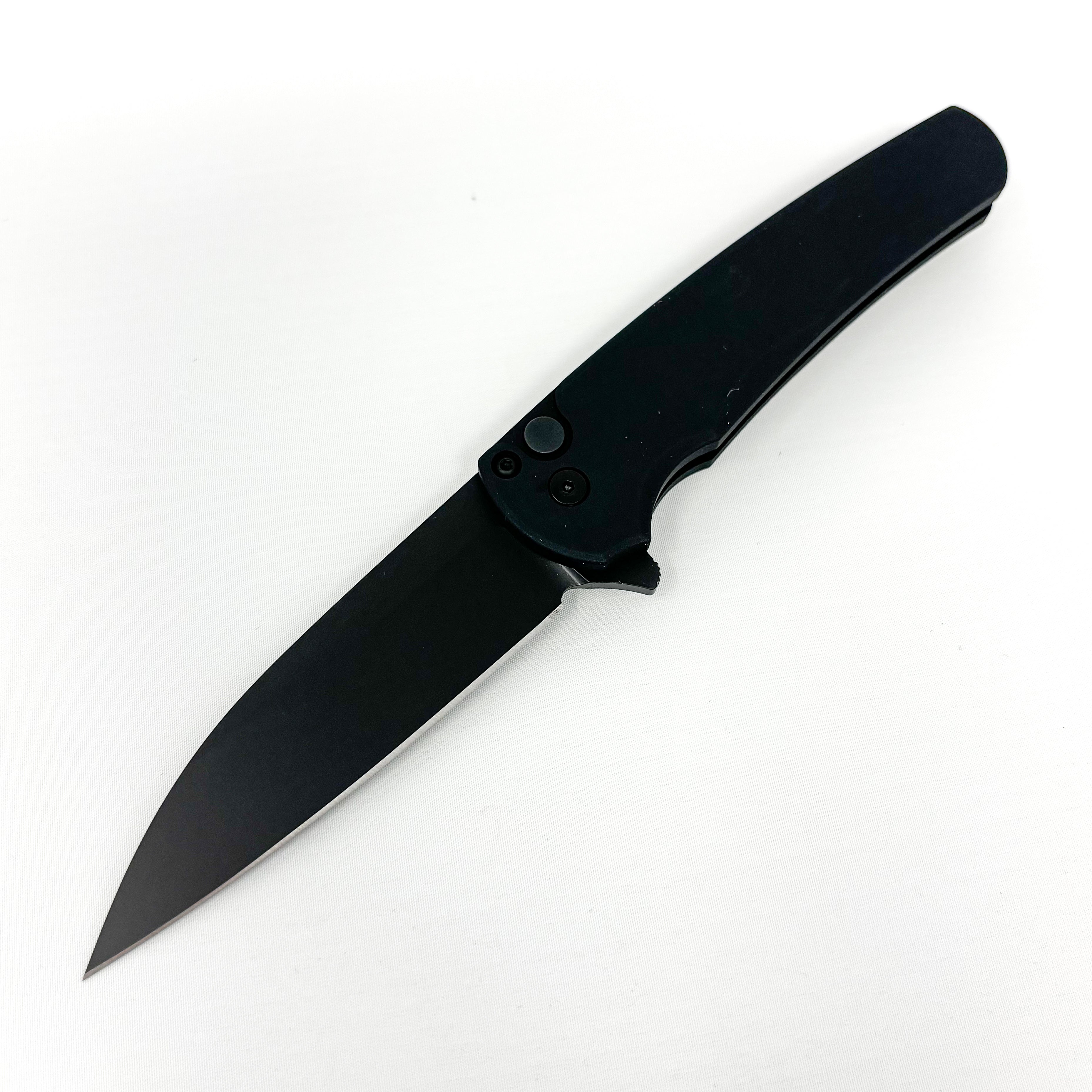 Pro-Tech Knives Malibu Flipper - Black Handle - Black DLC MagnaCut Blade - 5303 Folding Knives - Tophatter Daily Deals