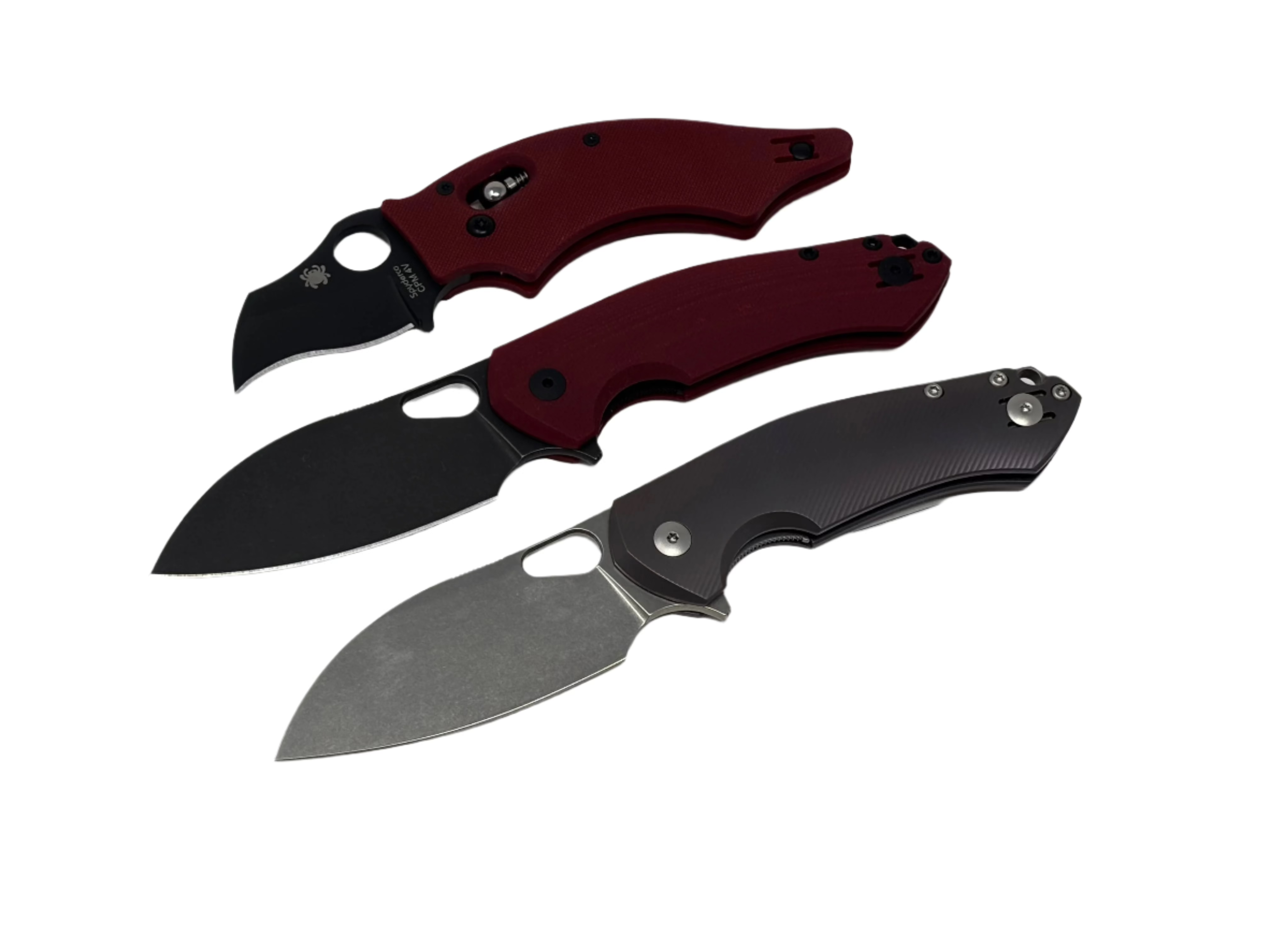 Spyderco Dodo, GiantMouse ACE Biblio XL Red G10, & GiantMouse ACE Biblio XL Titanium Combo - St. Nick's Knives Exclusive Knives - Tophatter Daily Deals