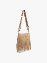 Sadie Light Brown Suede Fringe Crossbody w/ Guitar Strap Purse Handbags & Wallets - Tophatter Daily Deals