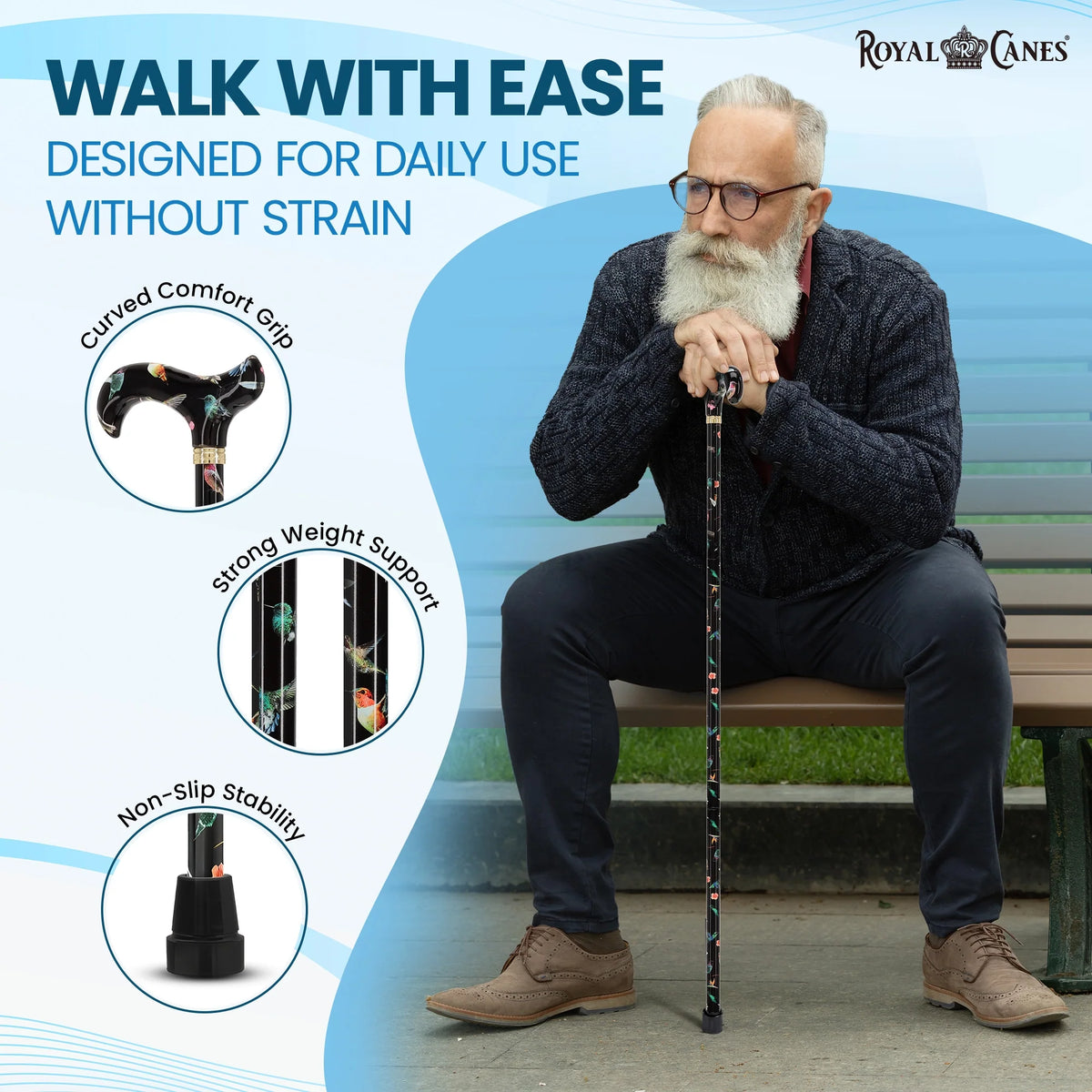 Flight of the Hummingbird: Designer Pattern Adjustable Cane Adjustable Walking Canes - Tophatter Daily Deals