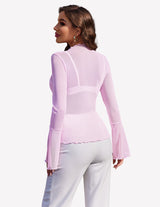 Mesh Tops Long Bell Sleeve Blouses Lingeries-Crop tops - Tophatter Daily Deals