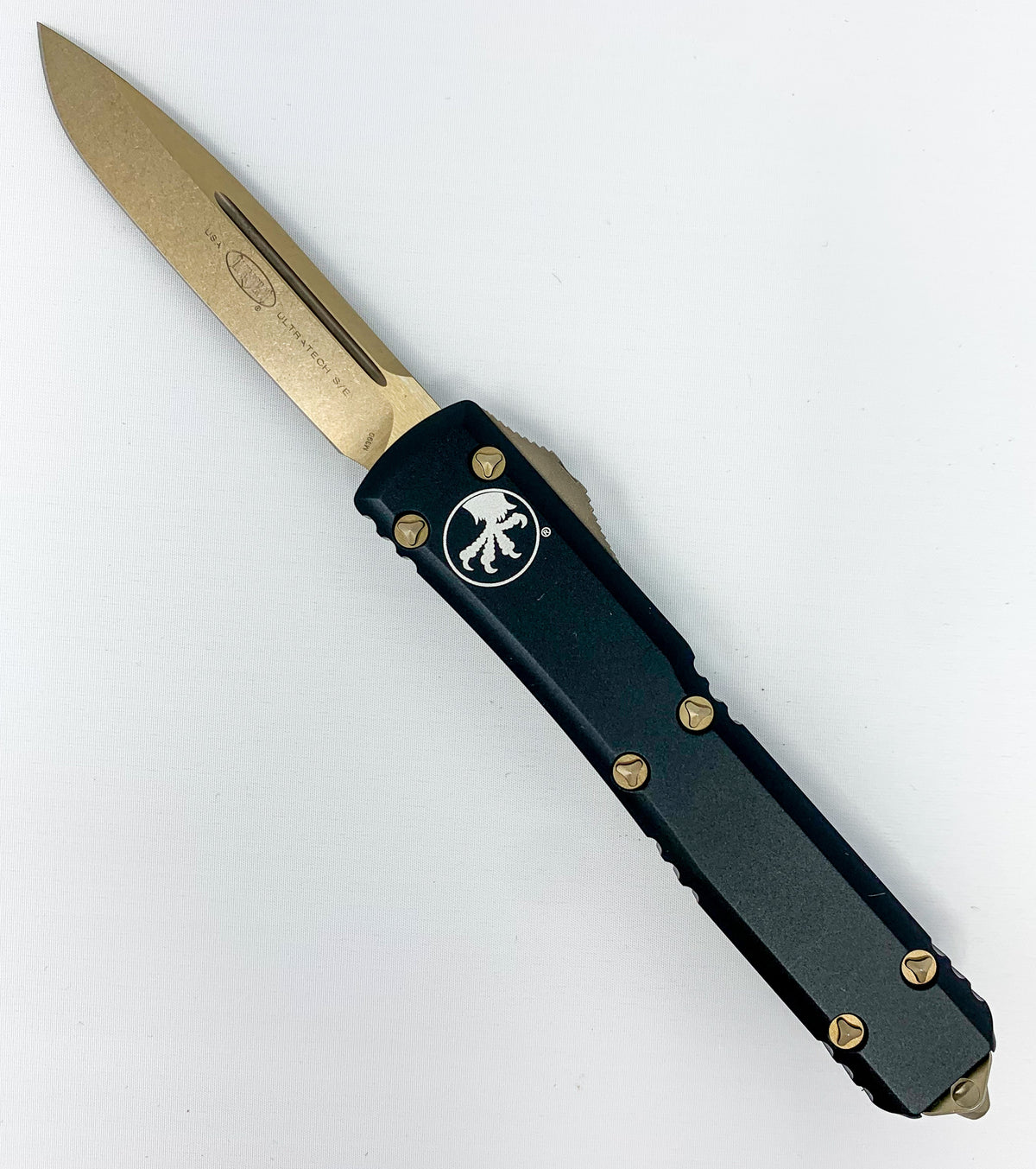 Microtech Ultratech - Bronzed Blade and Hardware - Black Chassis - 121-13 Automatic Knives - Tophatter Daily Deals