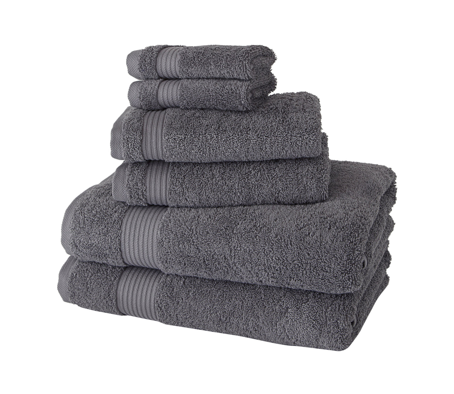 Amadeus Luxury Turkish Cotton Premium 6 Pc Towel Set Twilight Gray Bath Towel - Tophatter Daily Deals