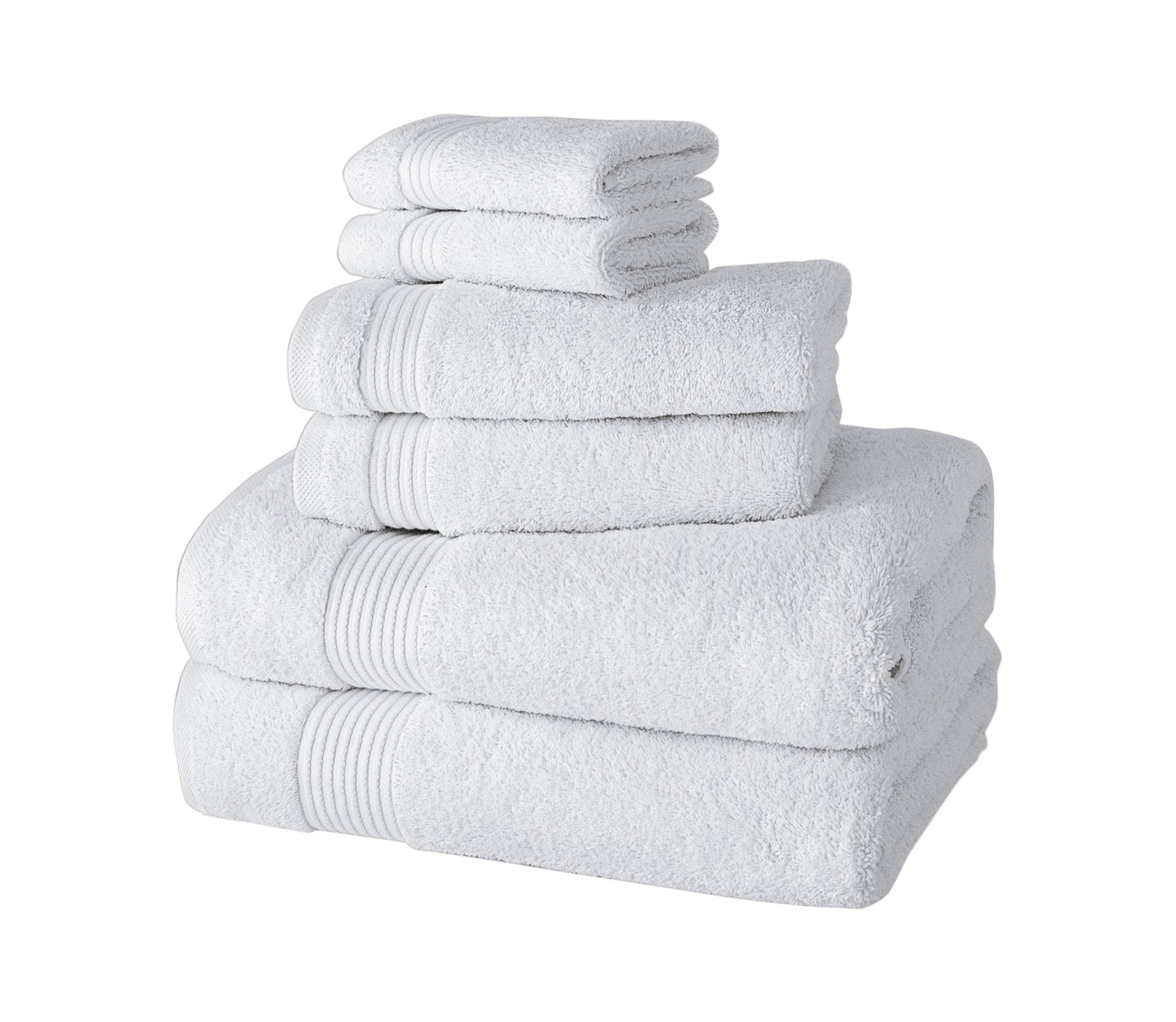Amadeus Luxury Turkish Cotton Premium 6 Pc Towel Set Pearly White Bath Towel - Tophatter Daily Deals