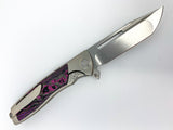 Sharp By Design Mini Evo - M390 Harpoon Point Blade - Fat Carbon "Purple Haze" Inlay - Titanium Handle Knives - Tophatter Daily Deals