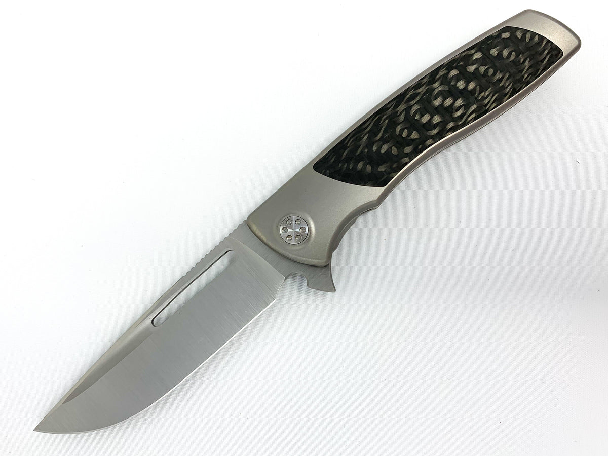 Sharp By Design Mini Evo - M390 Drop Point Blade - Carbon Fiber Inlay - Titanium Handle Knives - Tophatter Daily Deals