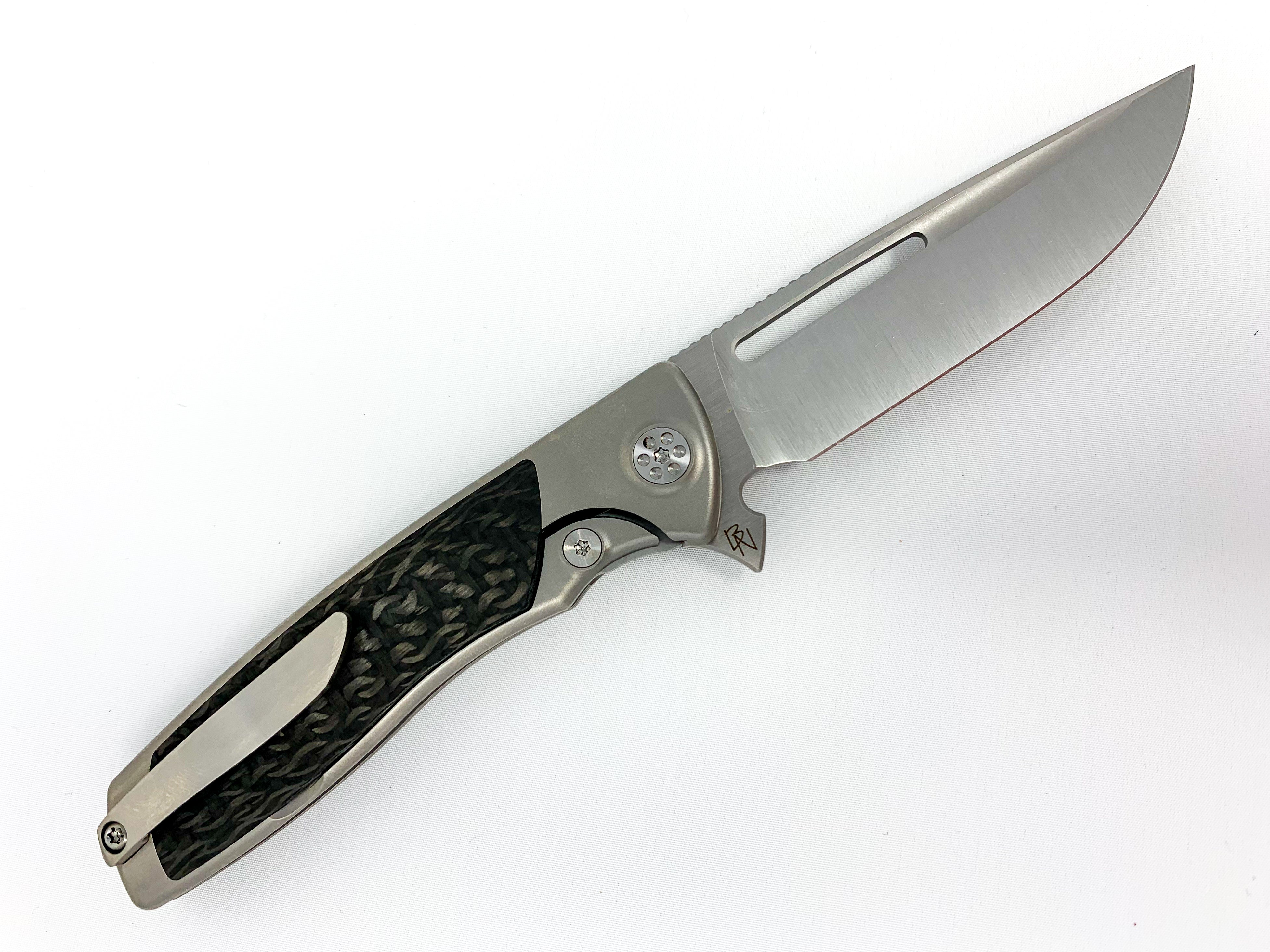 Sharp By Design Mini Evo - M390 Drop Point Blade - Carbon Fiber Inlay - Titanium Handle Knives - Tophatter Daily Deals