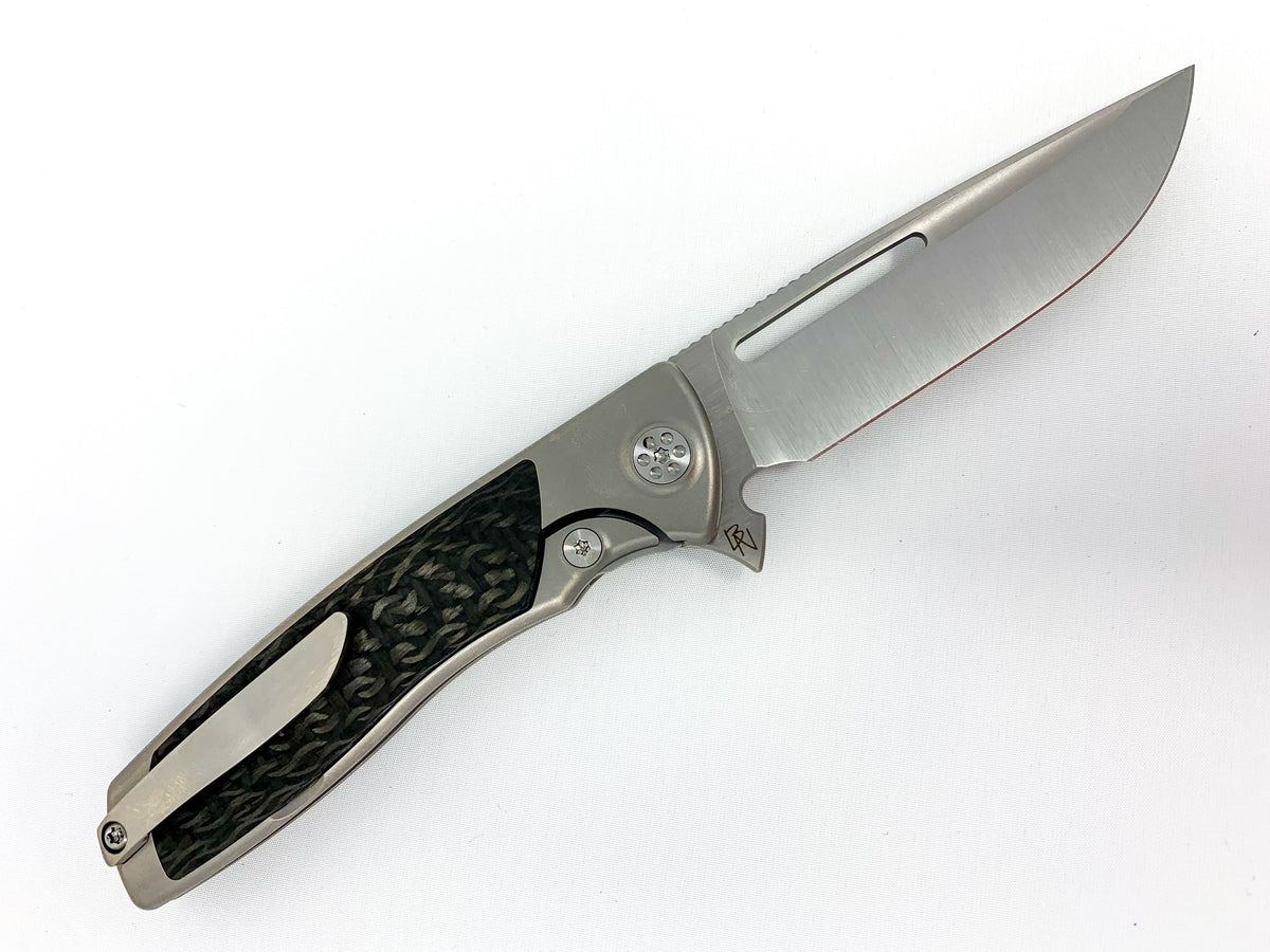 Sharp By Design Mini Evo - M390 Drop Point Blade - Carbon Fiber Inlay - Titanium Handle Knives - Tophatter Daily Deals