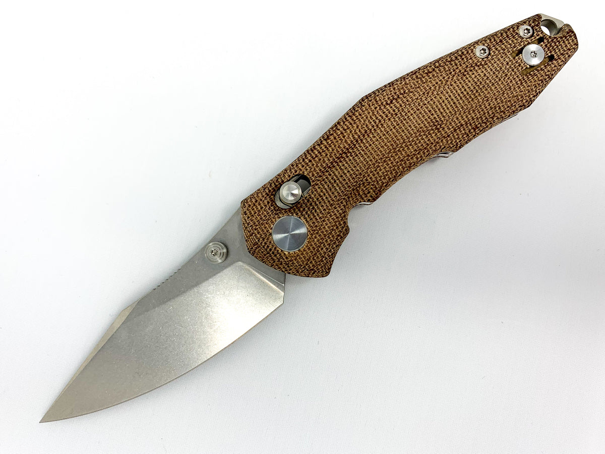 GiantMouse ACE Nazca - Cross Bar Lock - Natural Canvas Micarta Collectors - Tophatter Daily Deals