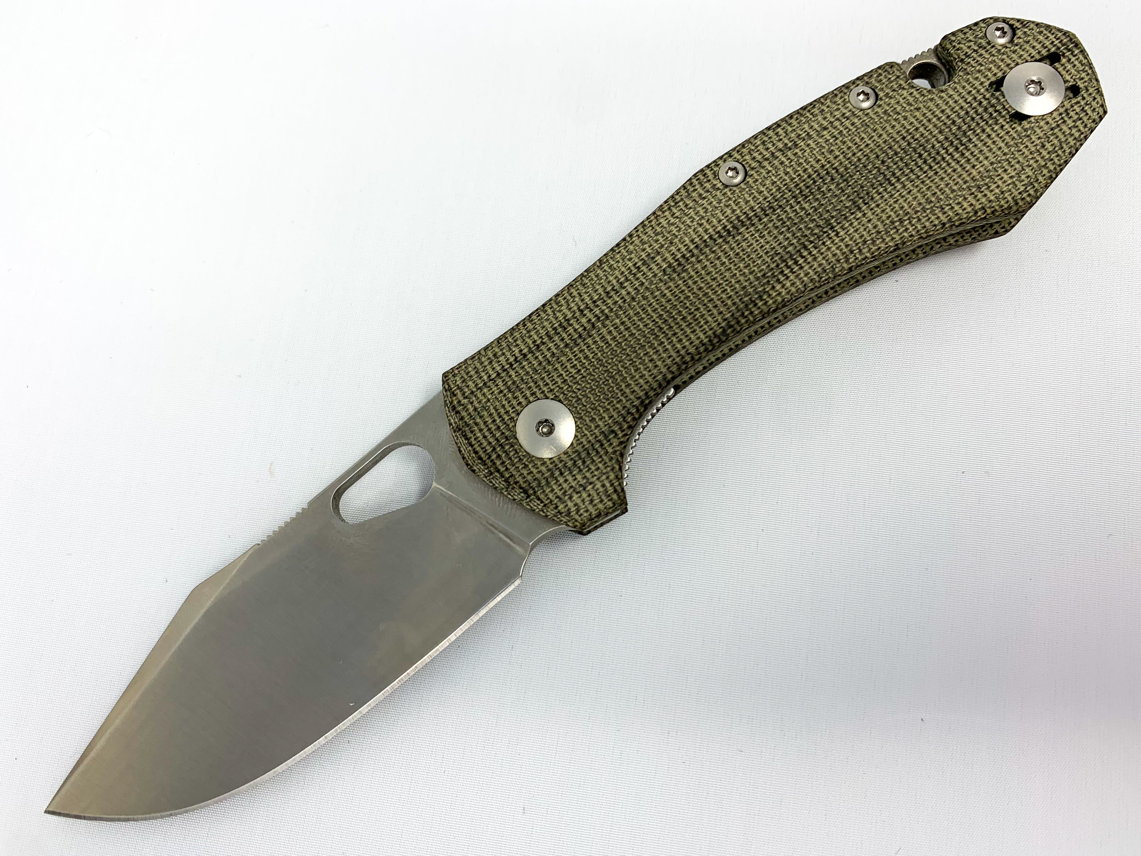 GiantMouse ACE Atelier - "Mini Grand" - Green Canvas Micarta - ELMAX Collectors - Tophatter Daily Deals