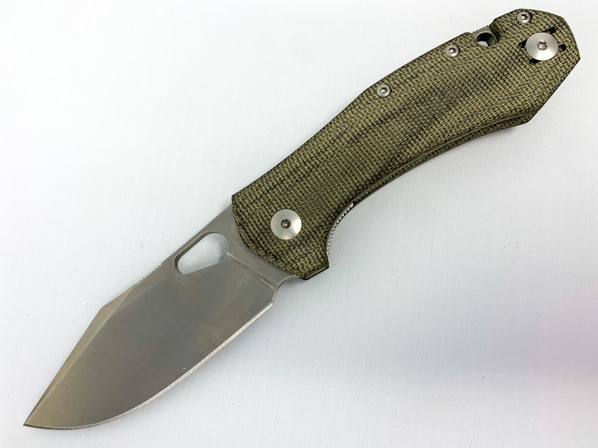 GiantMouse ACE Atelier - "Mini Grand" - Green Canvas Micarta - ELMAX Collectors - Tophatter Daily Deals