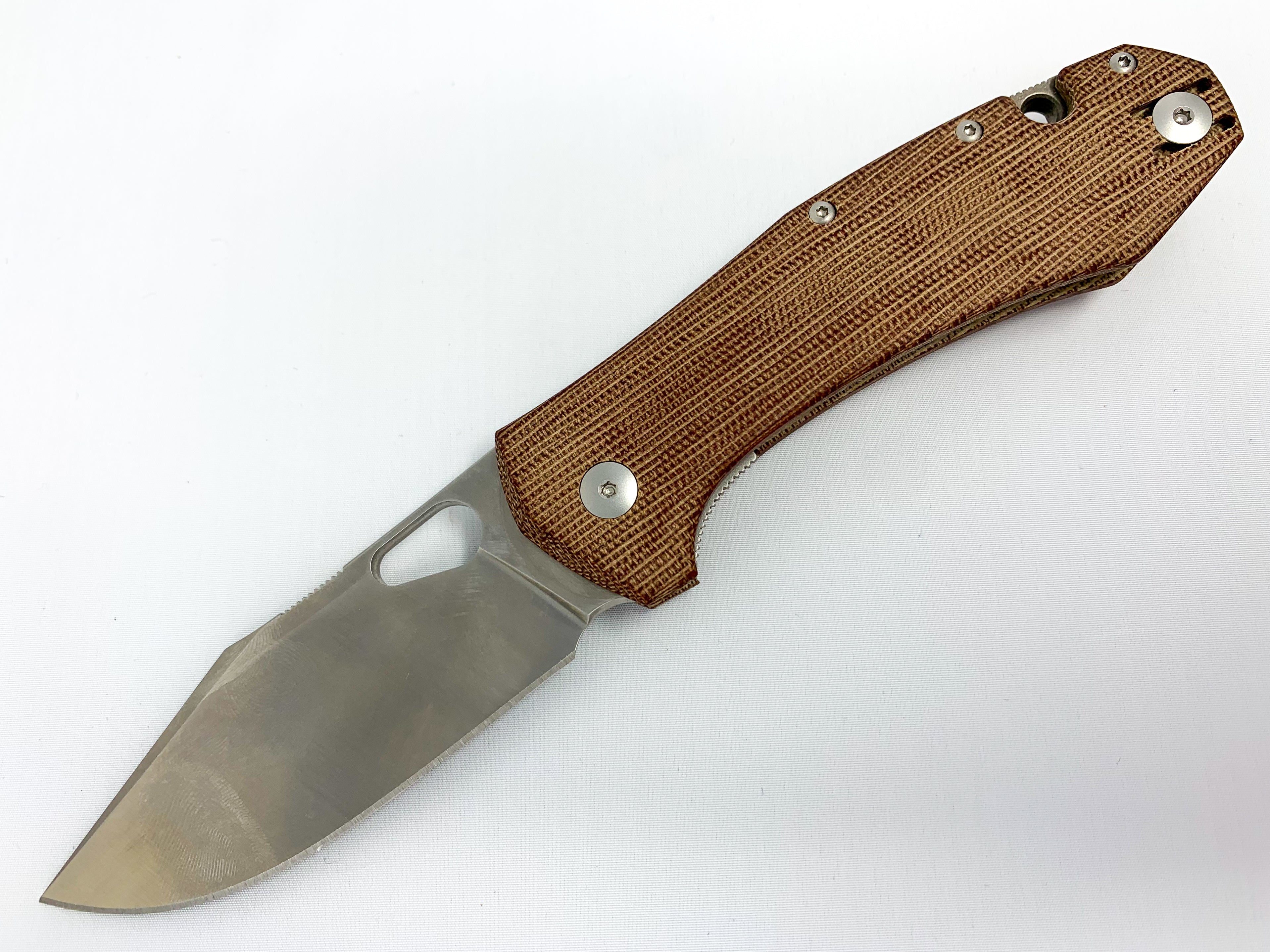 GiantMouse ACE Grand - Natural Canvas Micarta - ELMAX - CLOSEOUT Collectors - Tophatter Daily Deals