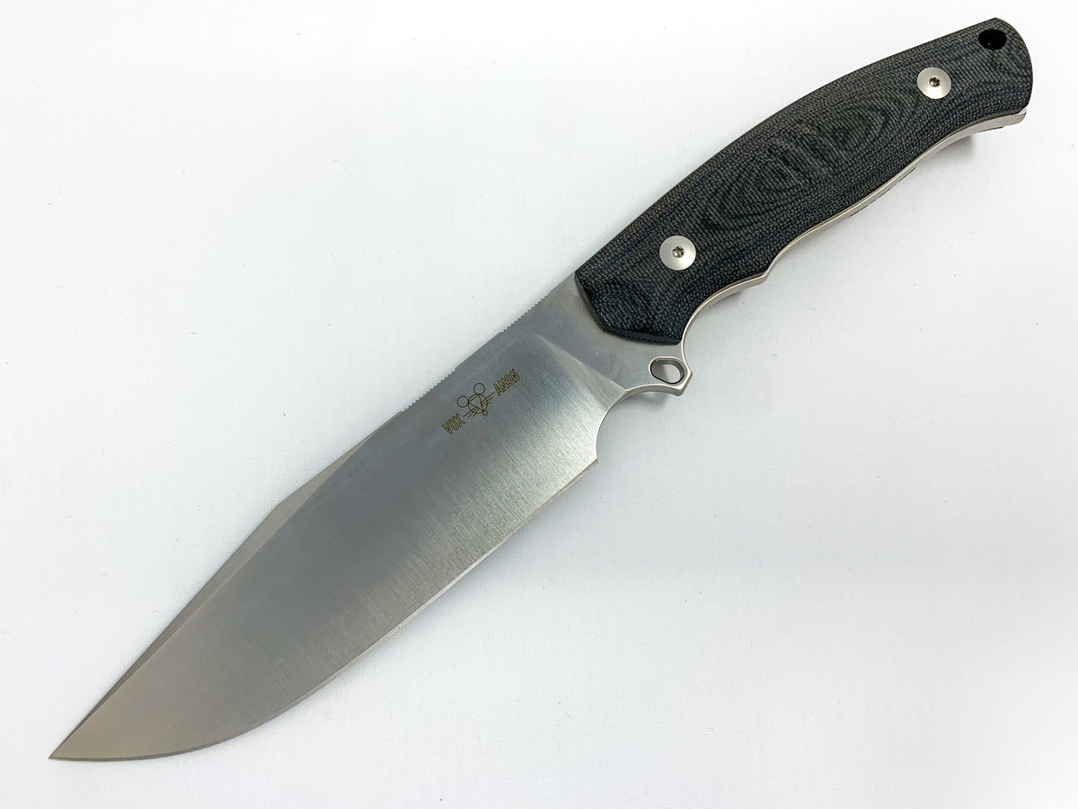 GiantMouse Knives GMF4 - Black Canvas Micarta - Fixed Blade - N690 Fixed Blade - Tophatter Daily Deals