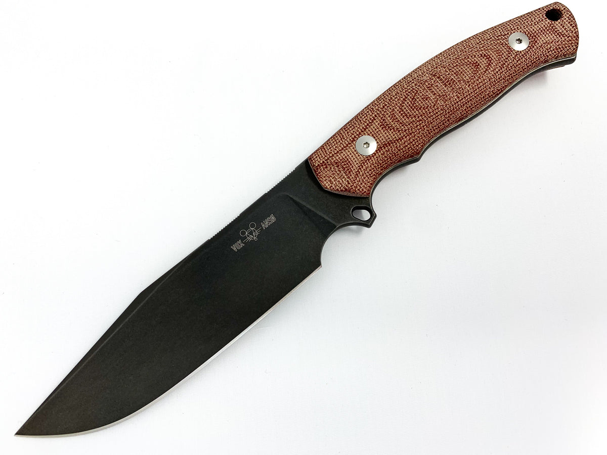 GiantMouse Knives GMF4 - Red Canvas Micarta - Fixed Blade - N690 Fixed Blade - Tophatter Daily Deals