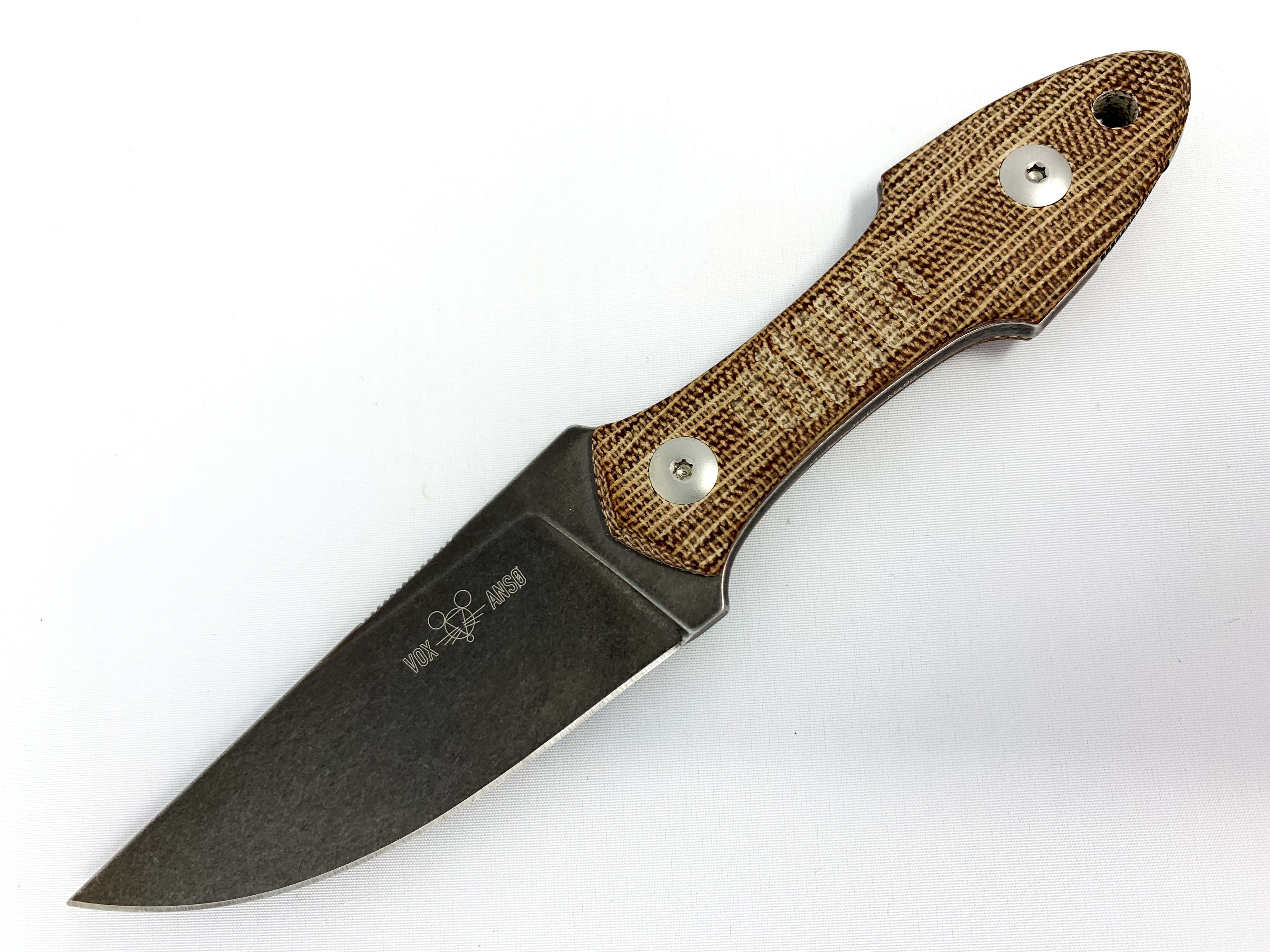GiantMouse Knives GMF3-P - Natural Canvas Micarta - Fixed Blade - N690 Fixed Blade - Tophatter Daily Deals