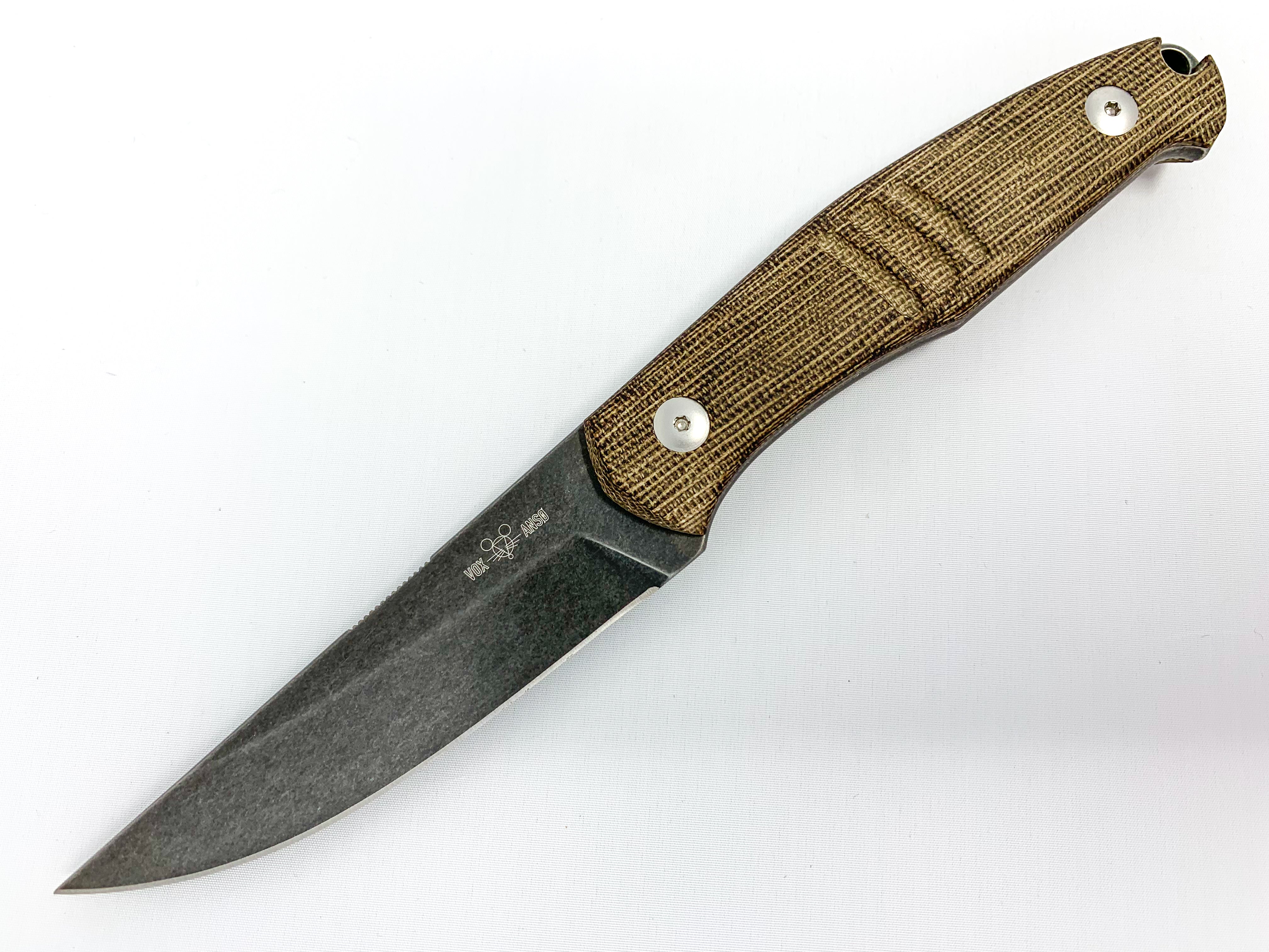GiantMouse Knives GMF2-P-G - Fixed Blade - N690 - Micarta - Stonewashed PVD Fixed Blade - Tophatter Daily Deals