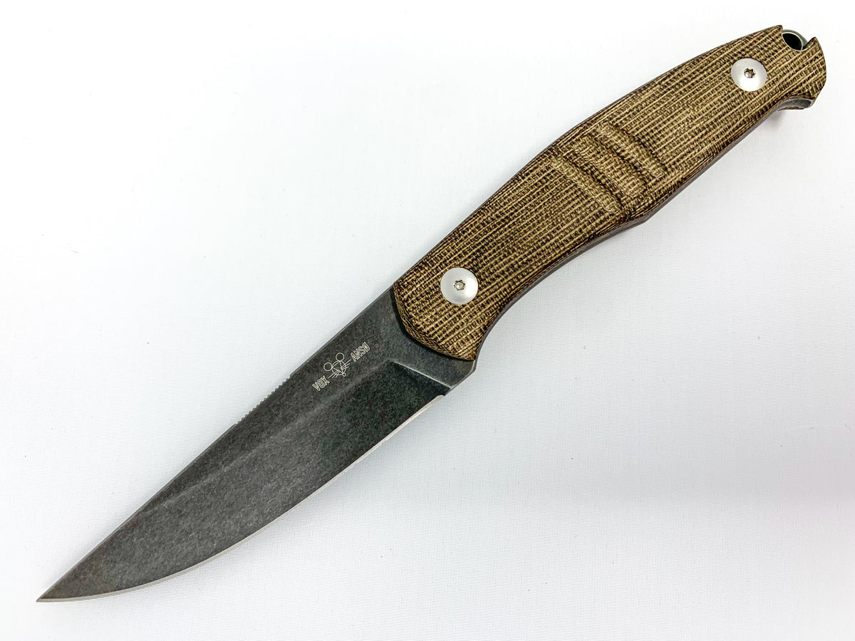 GiantMouse Knives GMF2-P-G - Fixed Blade - N690 - Micarta - Stonewashed PVD Fixed Blade - Tophatter Daily Deals