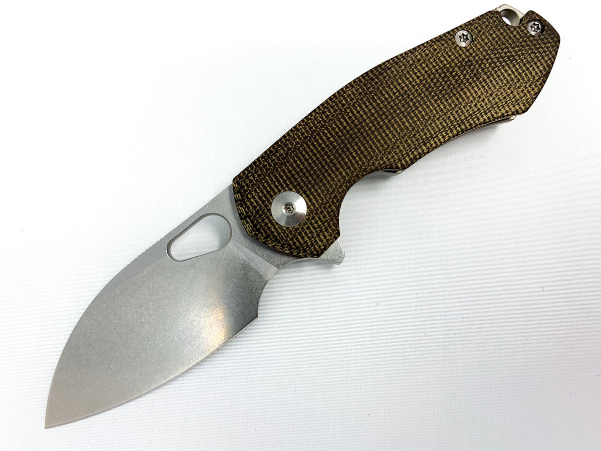 GiantMouse ACE Riv - Green Canvas Micarta and Titanium - ELMAX - CLOSEOUT Collectors - Tophatter Daily Deals