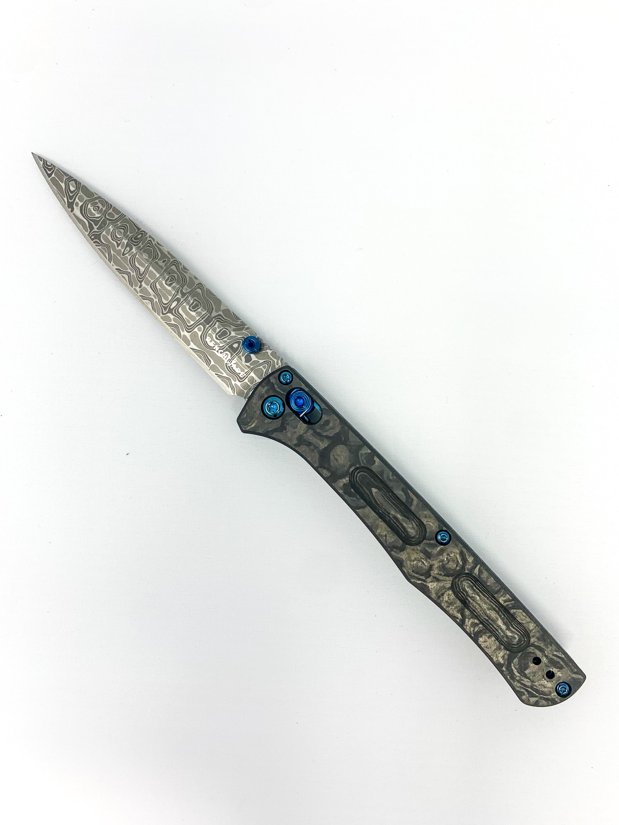 Benchmade Fact Gold Class - Damascus Steel Blade - Black Camo Fatcarbon - 417-232 Knives - Tophatter Daily Deals