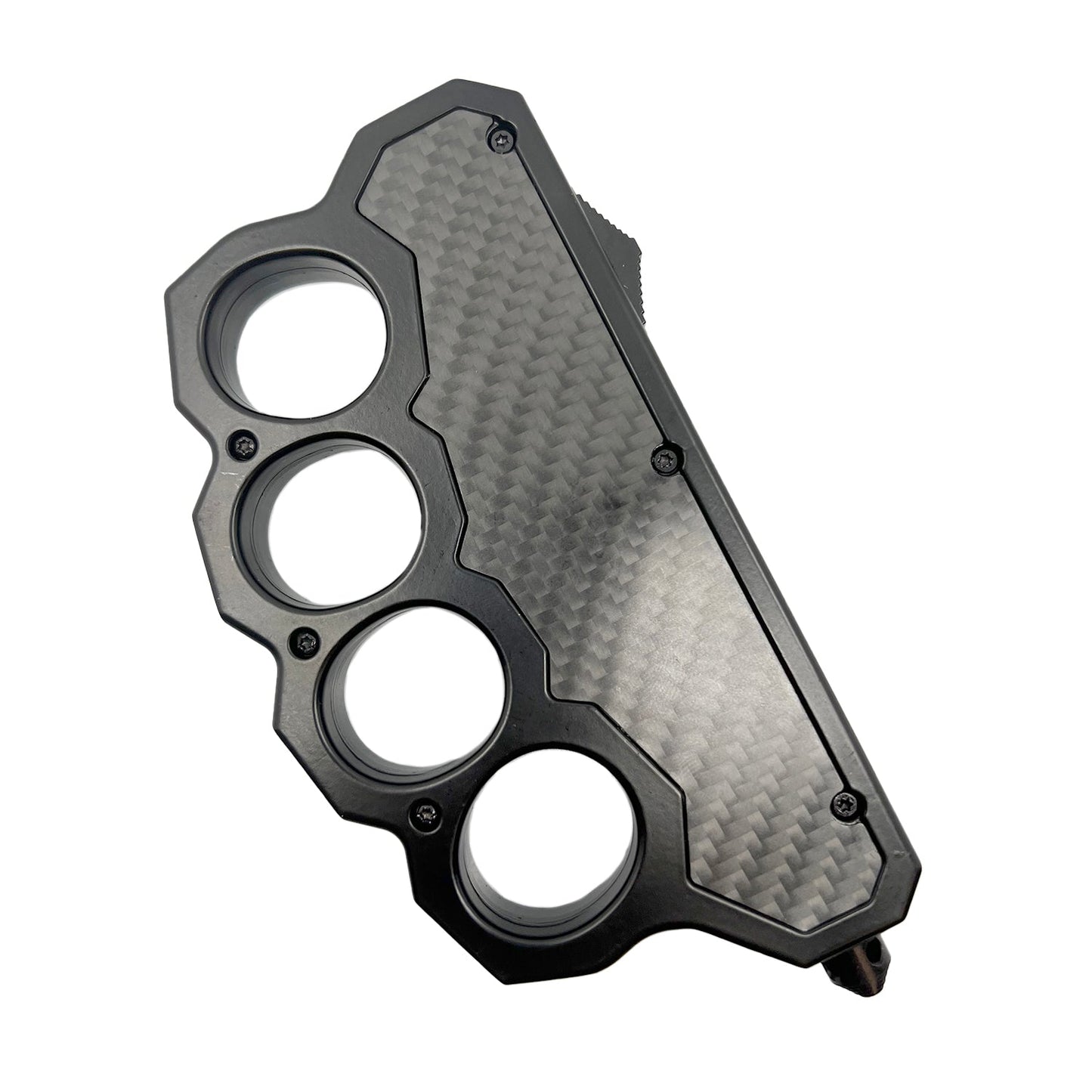 6" OTF Knuckle Knife Black with Carbon Fiber Knife - Tophatter Daily Deals