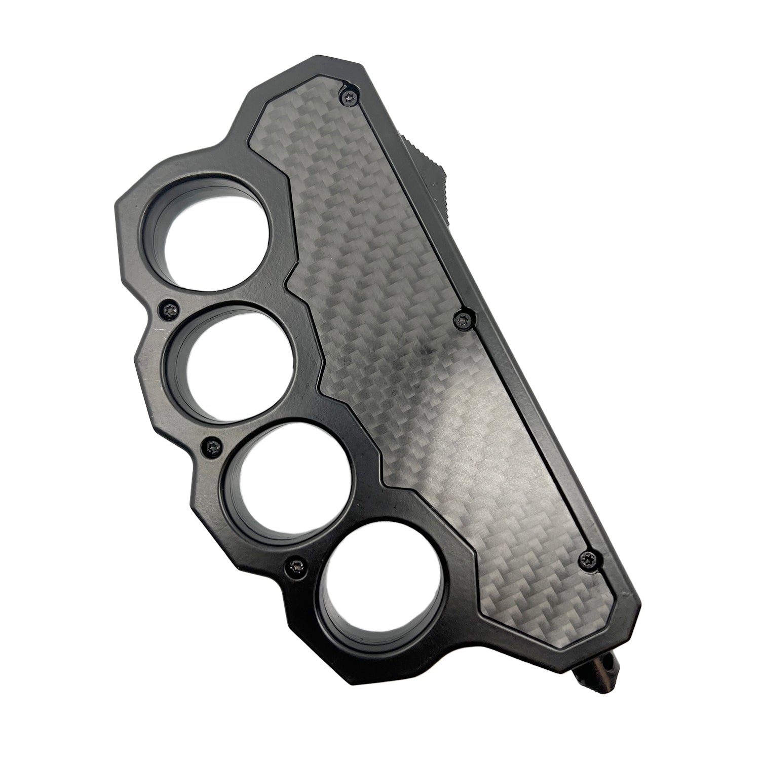 6" OTF Knuckle Knife Black with Carbon Fiber Knife - Tophatter Daily Deals