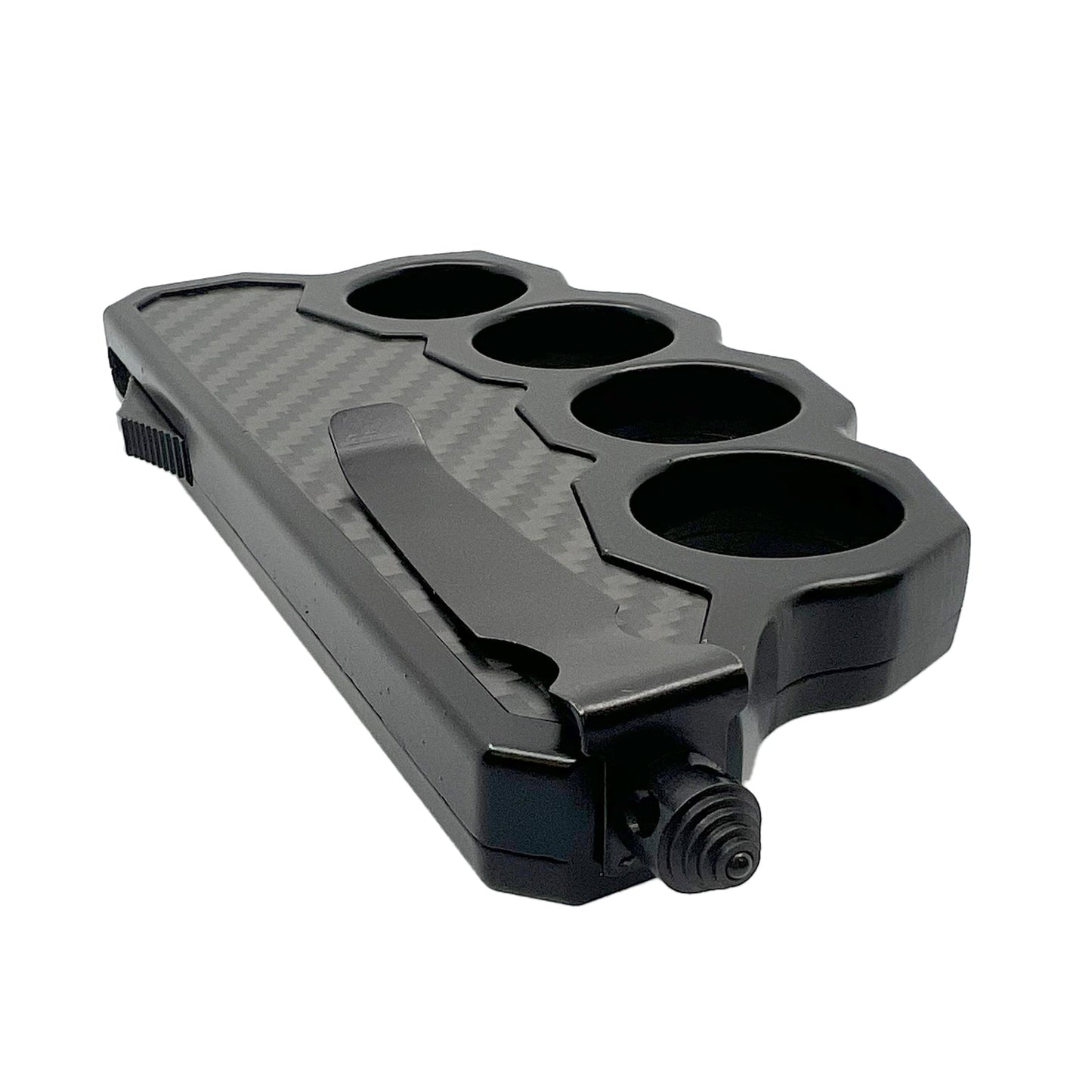 6" OTF Knuckle Knife Black with Carbon Fiber Knife - Tophatter Daily Deals