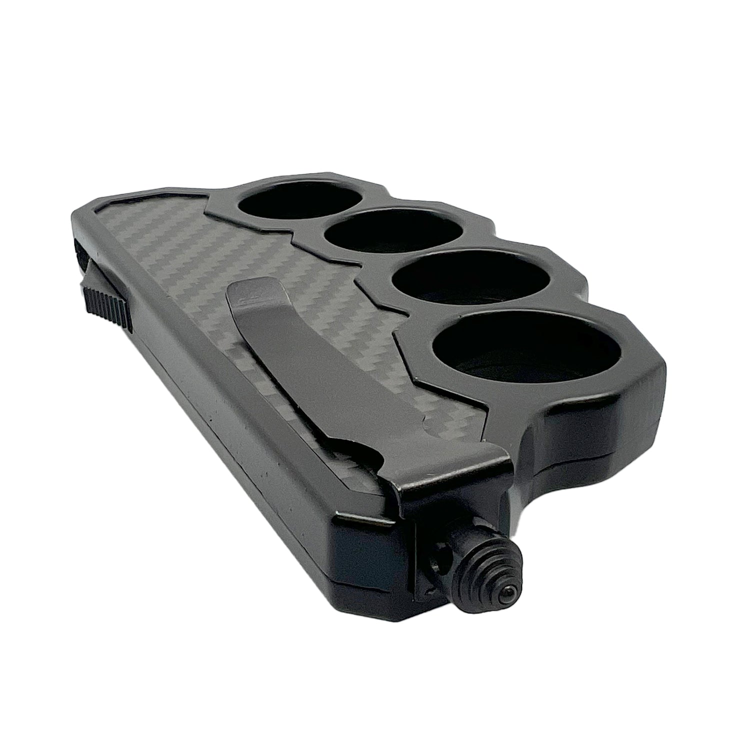 6" OTF Knuckle Knife Black with Carbon Fiber Knife - Tophatter Daily Deals