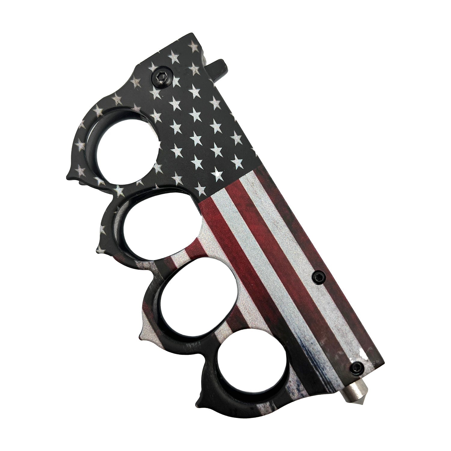 American Flag 5" Spring Assisted Knuckle Knife w/ Spikes & Window Breaker Knife - Tophatter Daily Deals