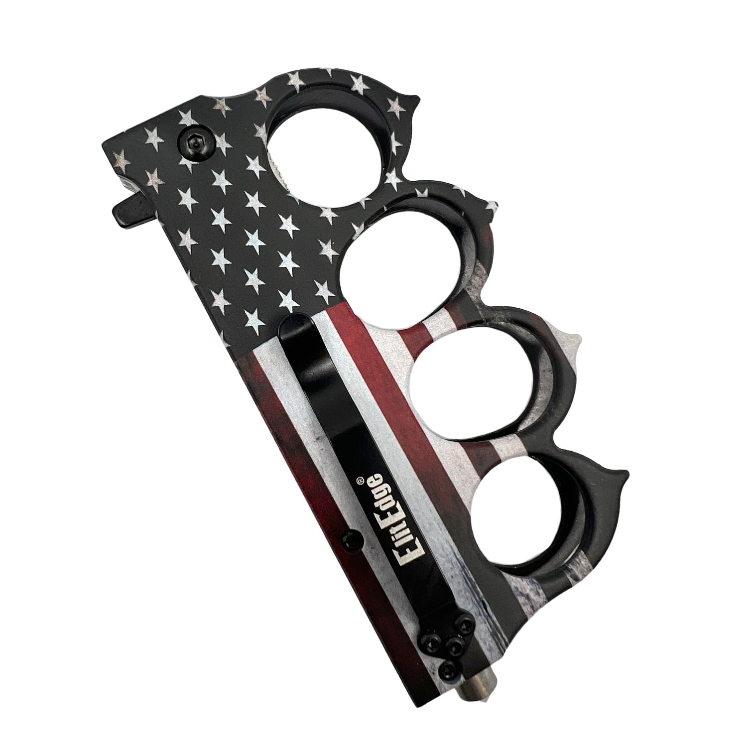 American Flag 5" Spring Assisted Knuckle Knife w/ Spikes & Window Breaker Knife - Tophatter Daily Deals