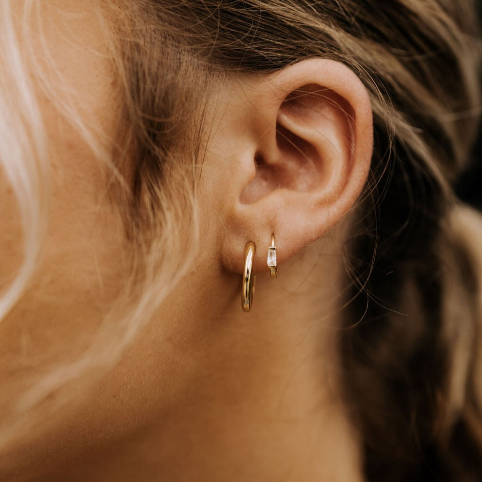 Sophie Baguette Diamond Mini Hoops Earrings - Tophatter Daily Deals