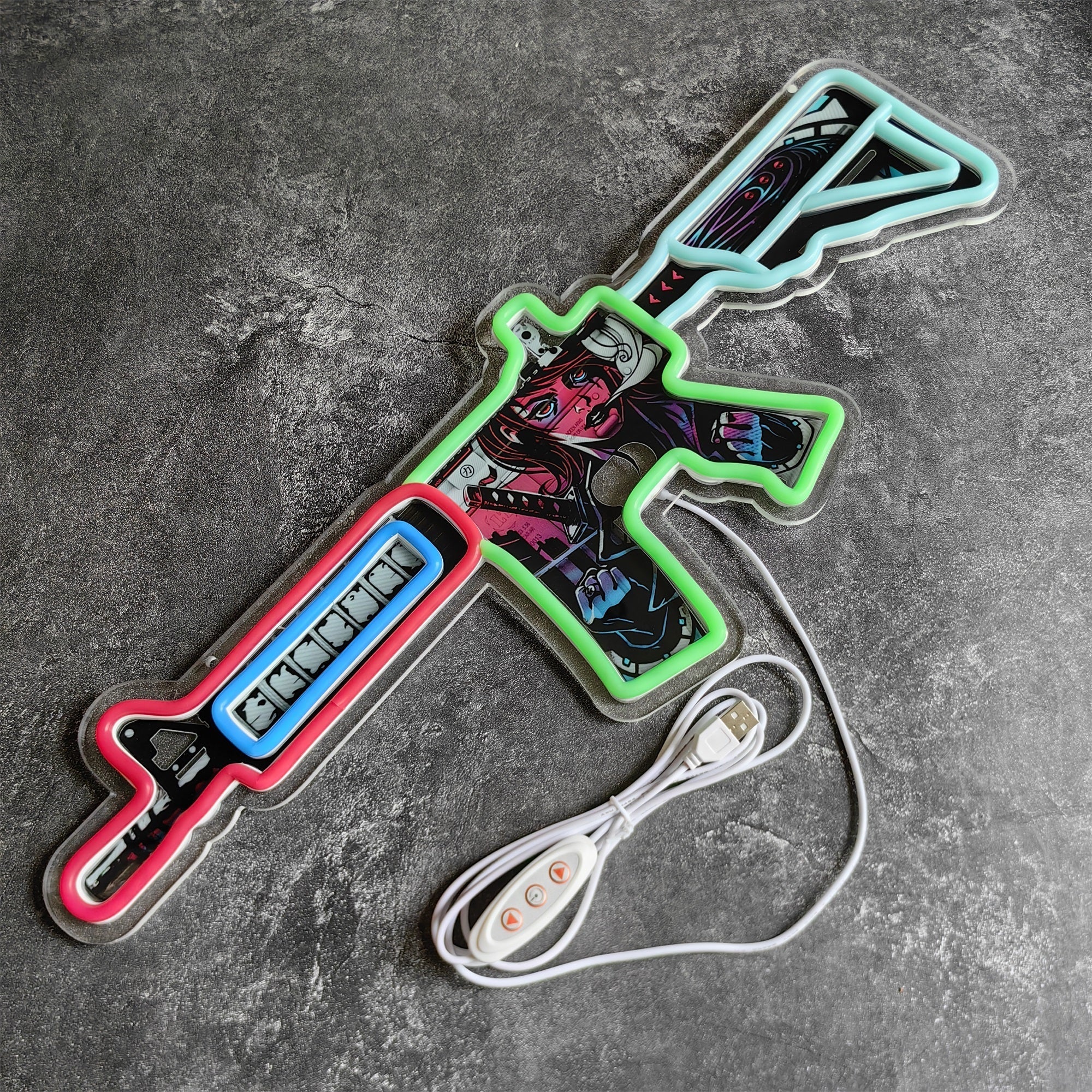 M4A4 Neo-Noir Color Rifle Neon Light Wall Decor - Tophatter Daily Deals