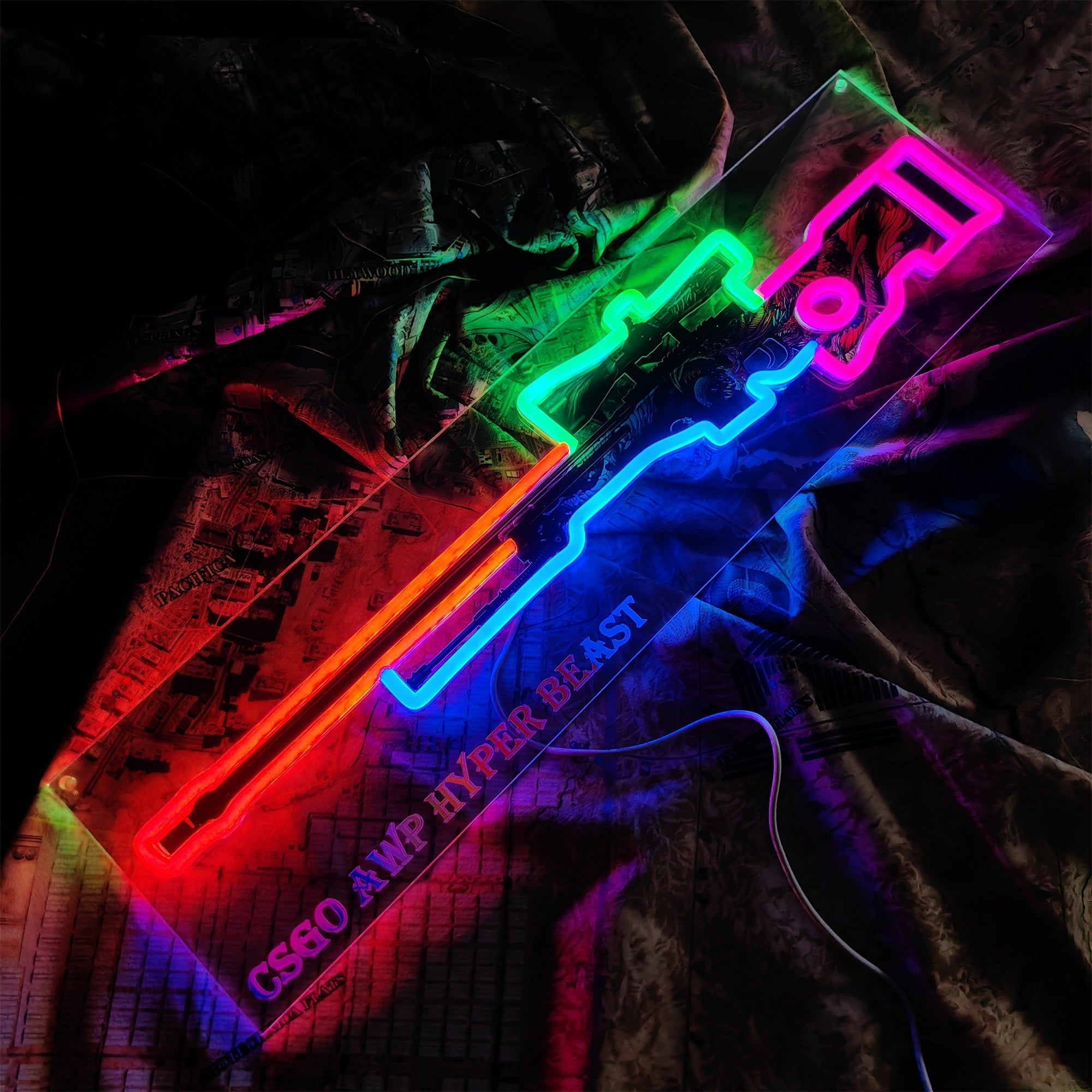 AWP Hyper Beast Sniper Gun Neon Light Wall Decor - Tophatter Daily Deals