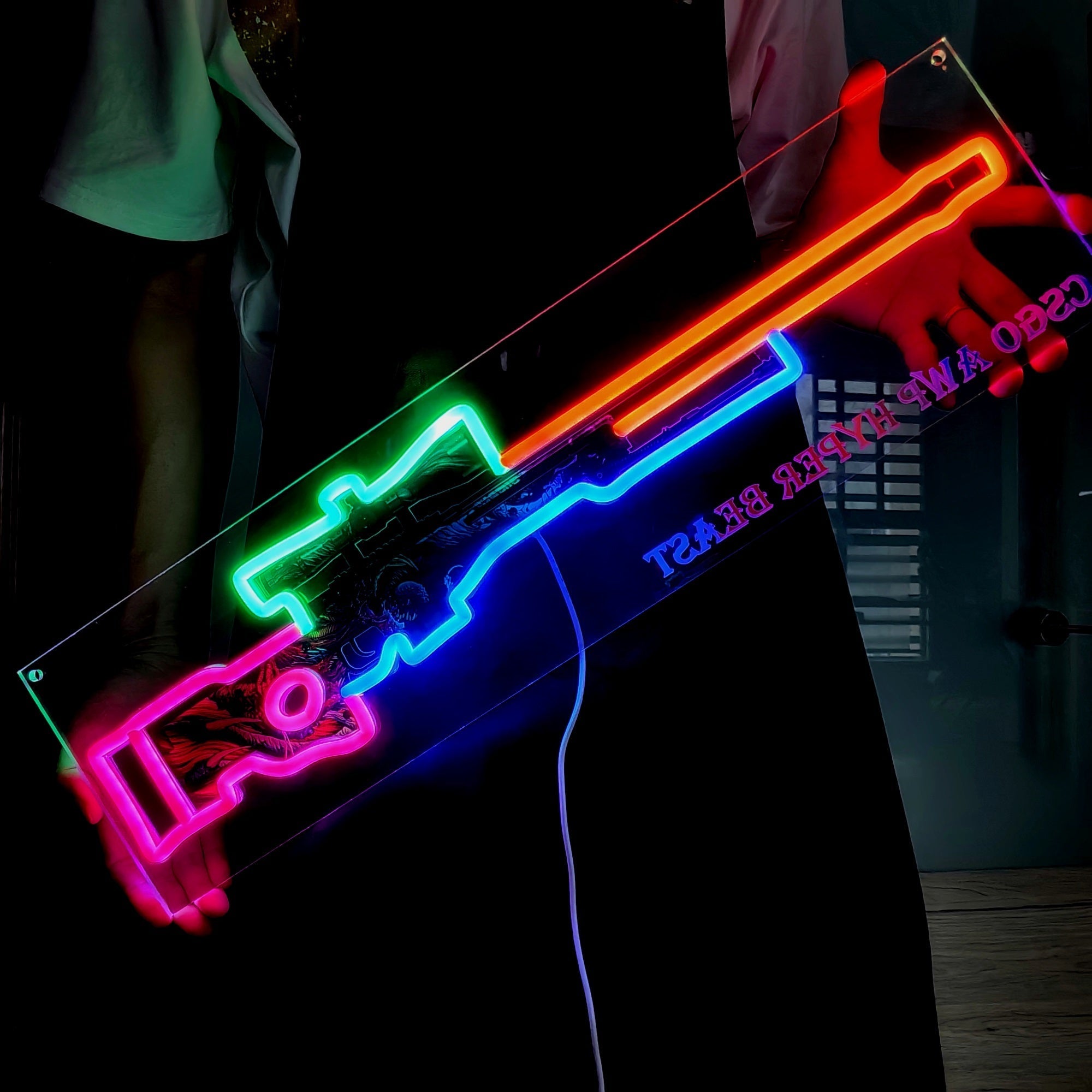 AWP Hyper Beast Sniper Gun Neon Light Wall Decor - Tophatter Daily Deals