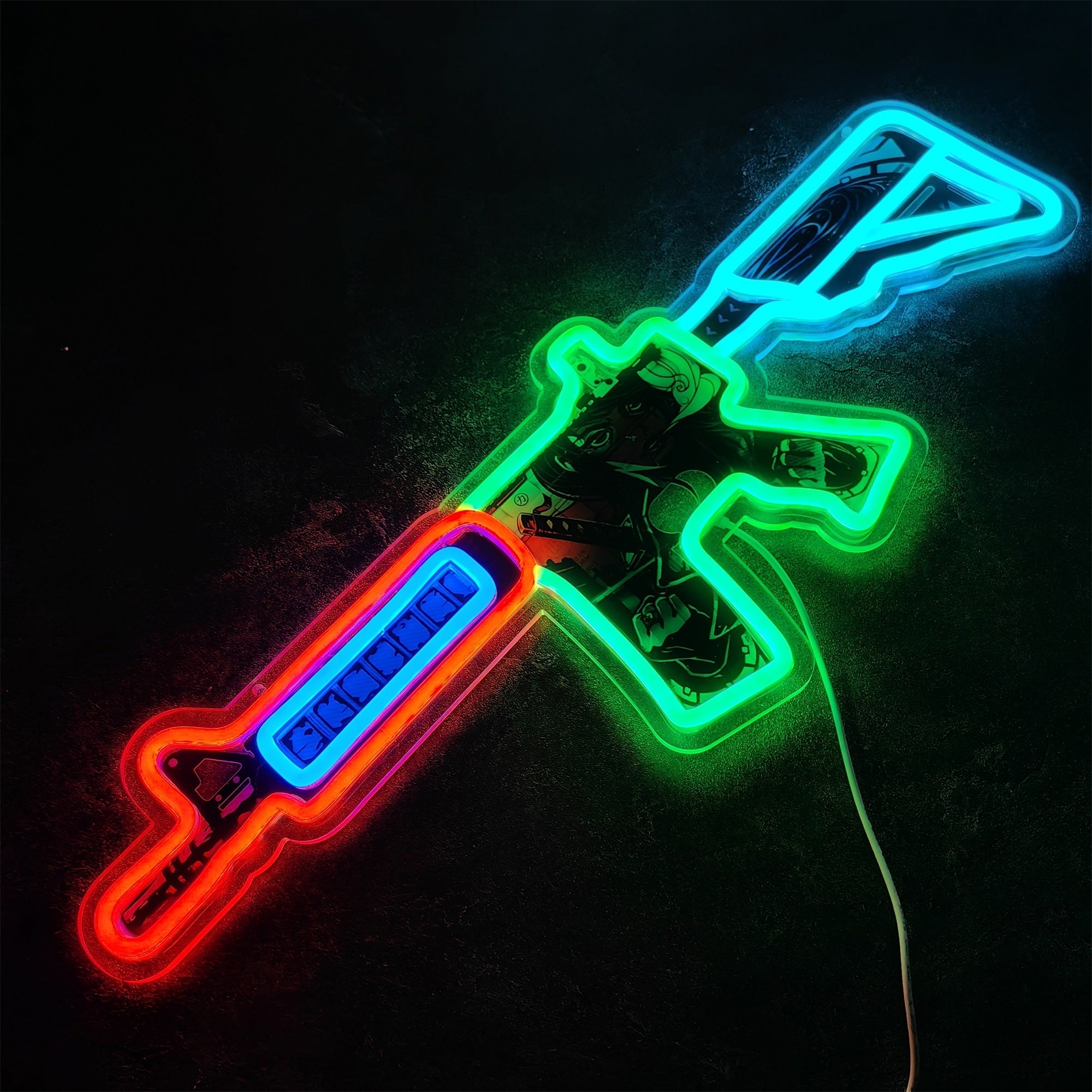 M4A4 Neo-Noir Color Rifle Neon Light Wall Decor - Tophatter Daily Deals