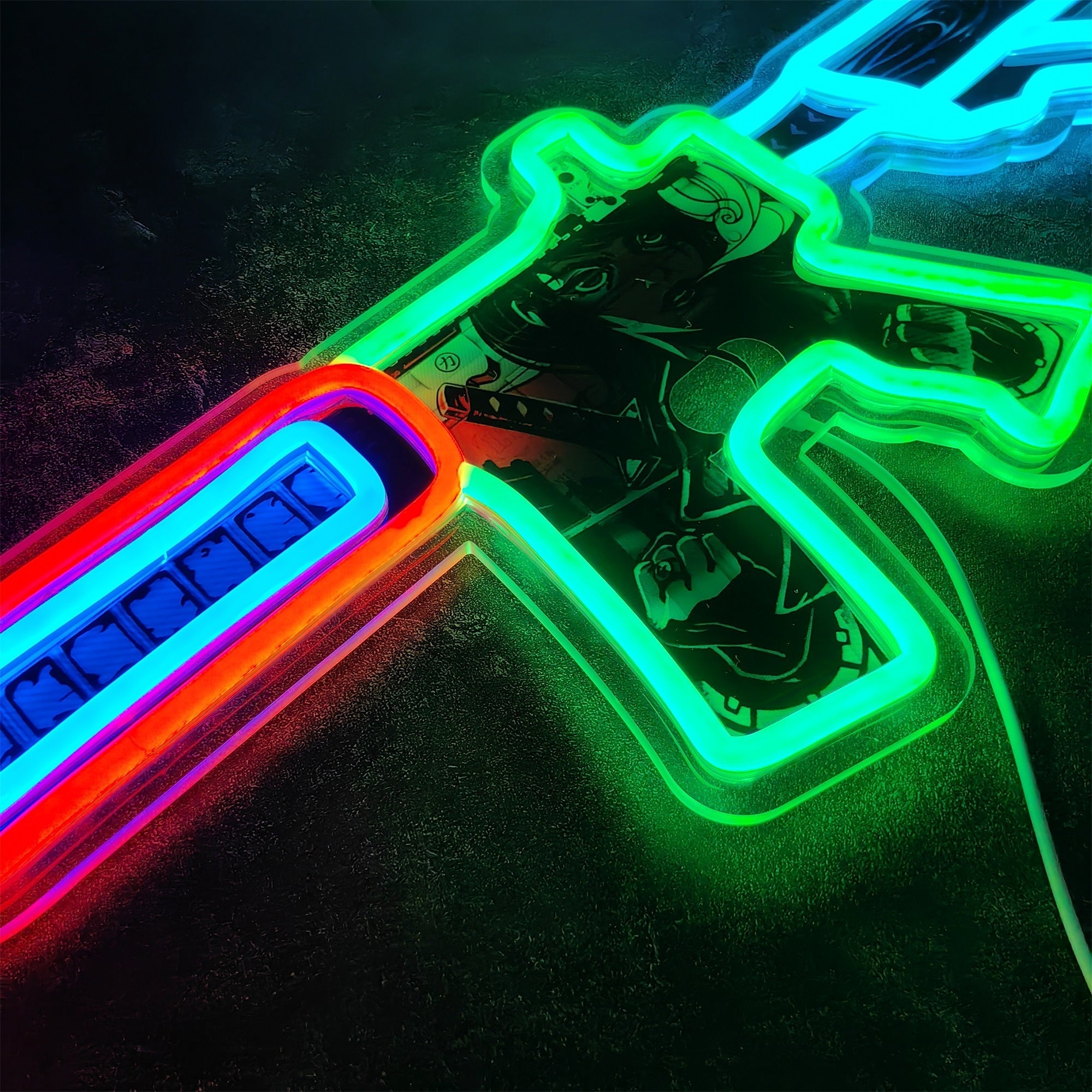 M4A4 Neo-Noir Color Rifle Neon Light Wall Decor - Tophatter Daily Deals