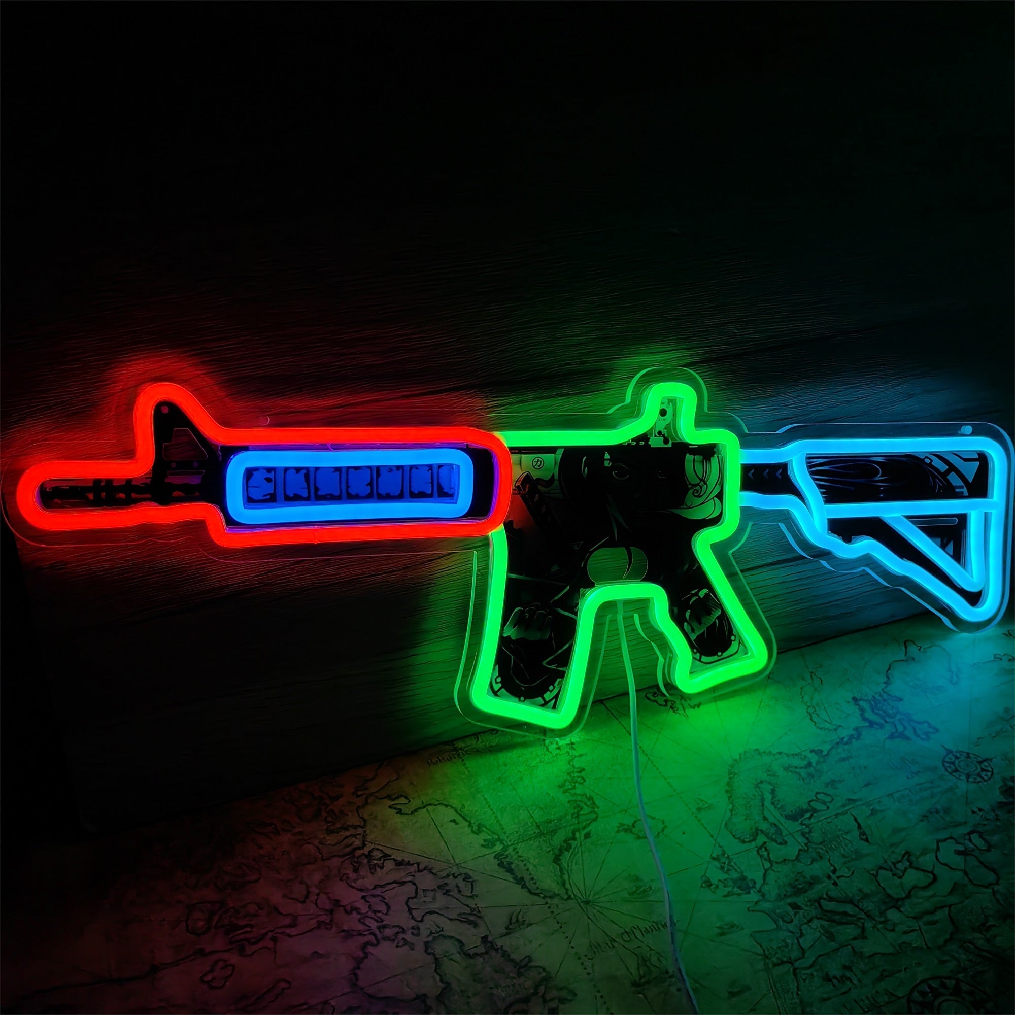 M4A4 Neo-Noir Color Rifle Neon Light Wall Decor - Tophatter Daily Deals