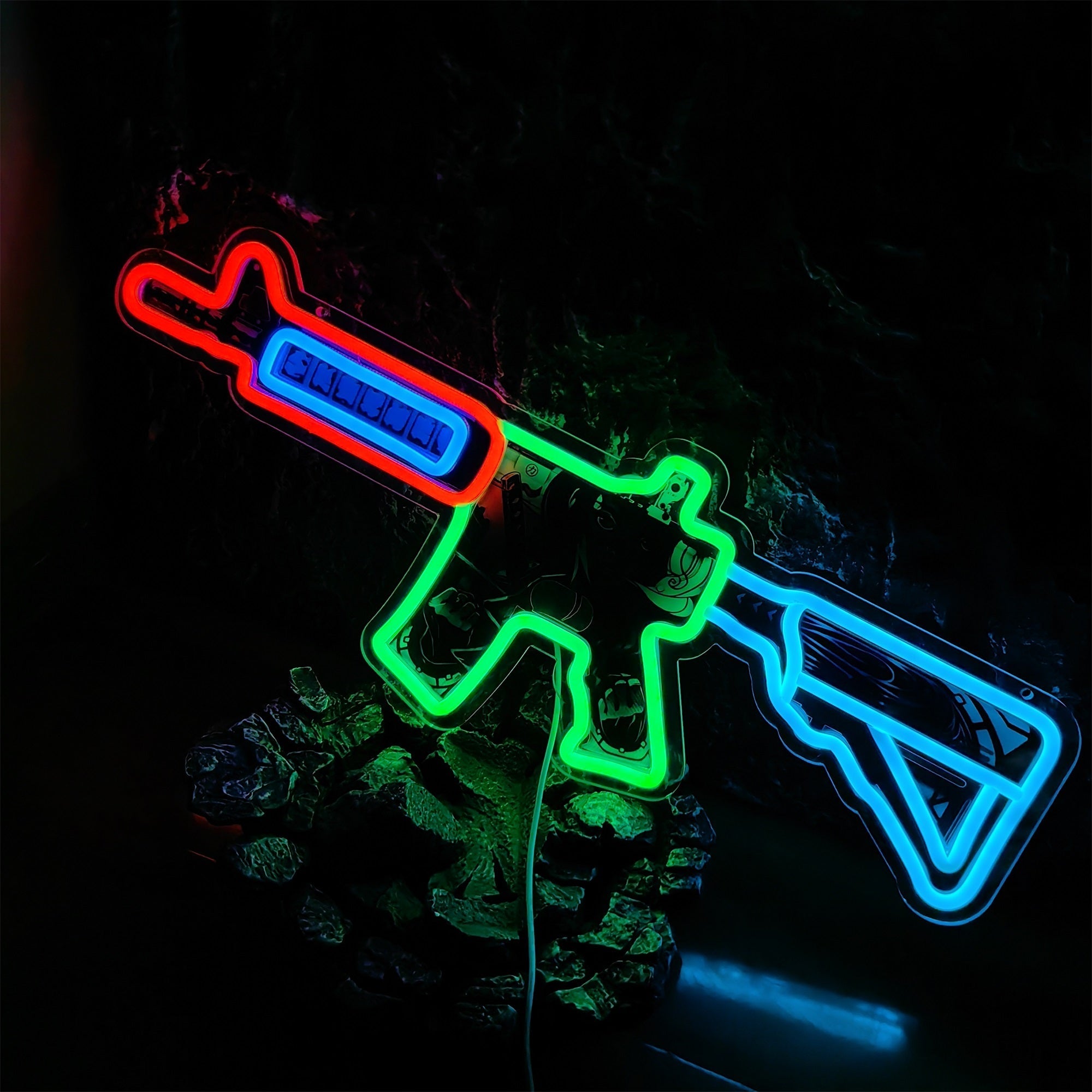 M4A4 Neo-Noir Color Rifle Neon Light Wall Decor - Tophatter Daily Deals