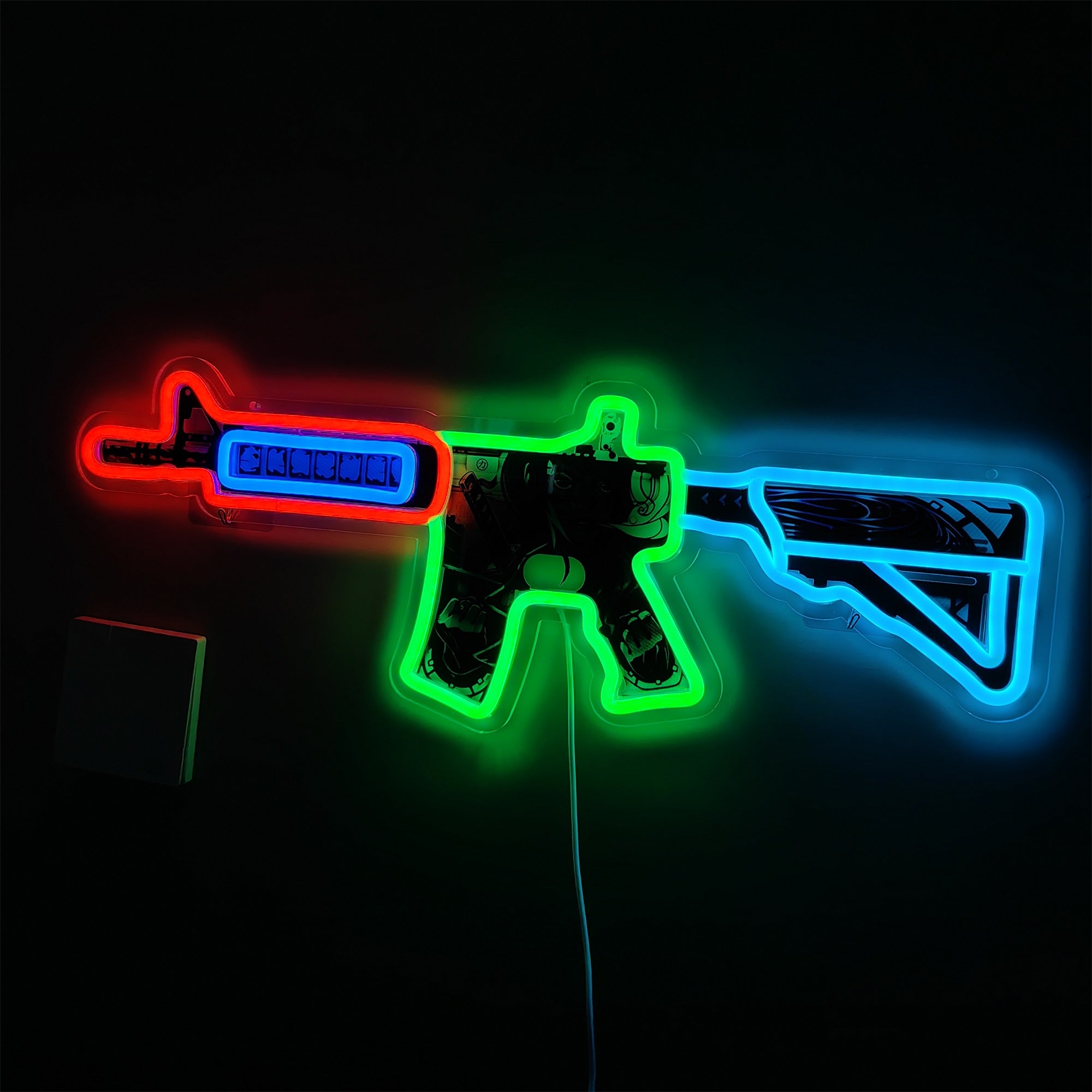 M4A4 Neo-Noir Color Rifle Neon Light Wall Decor - Tophatter Daily Deals