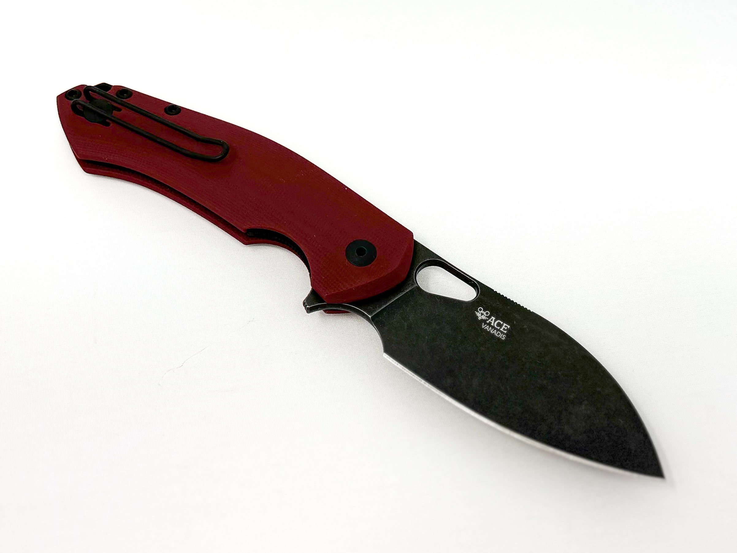 GiantMouse ACE Biblio XL - St. Nick's Knives Exclusive - Red G10 - Blackwashed Vanadis 4E Steel Collectors - Tophatter Daily Deals
