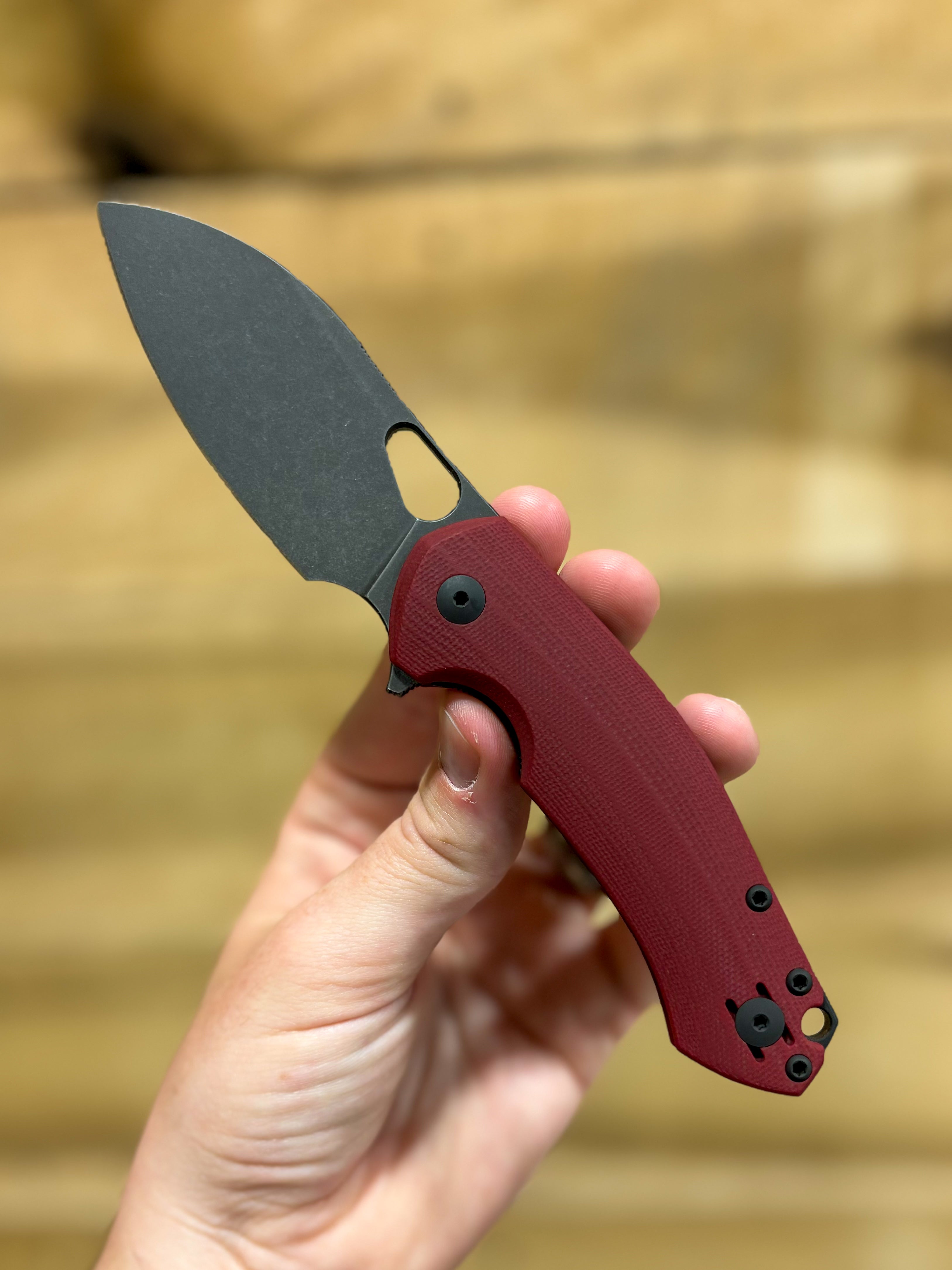GiantMouse ACE Biblio XL - St. Nick's Knives Exclusive - Red G10 - Blackwashed Vanadis 4E Steel Collectors - Tophatter Daily Deals