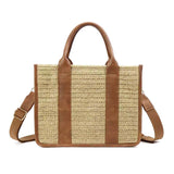 Mericela Mixed Media Straw Tote Cognac Handbags & Wallets - Tophatter Daily Deals